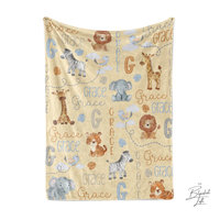 Safari Jungle Animals Personalized Baby Blanket