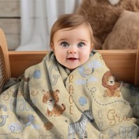 Safari Jungle Animals Personalized Baby Blanket