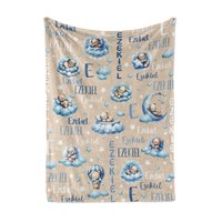Personalized Blue Sleeping Teddy Bears Baby Blanket 