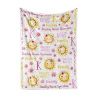 Personalized Sunshine and Flowers Baby Blanket 