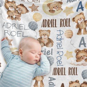 Personalized Teddy Bear Baby Blanket