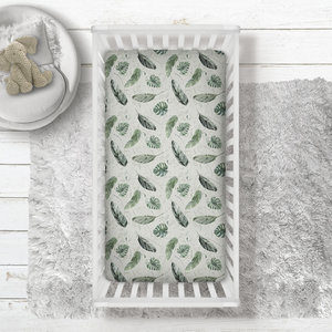 Tropical Leaves Fitted Crib Sheet