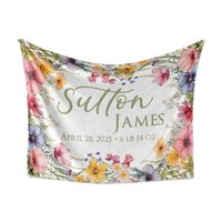 personalized wildflower birth announcement blanket