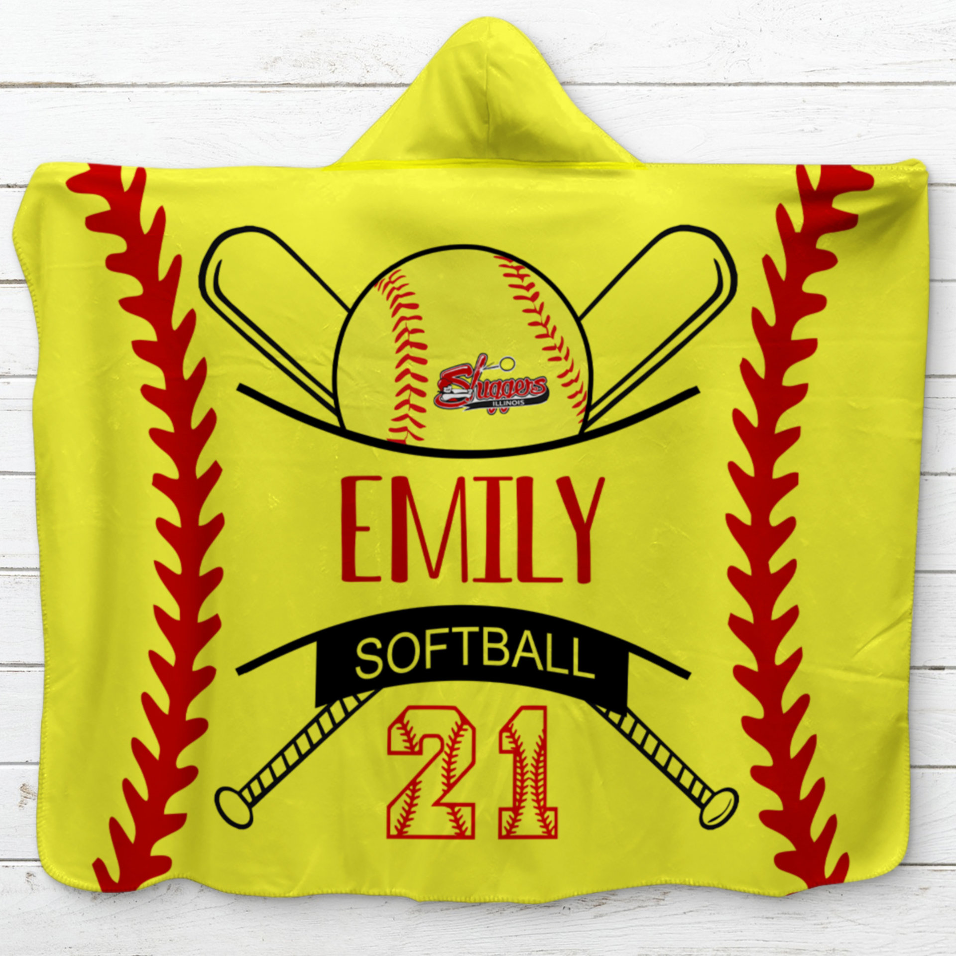 Personalized Hooded Sherpa Softball Blanket with Logo