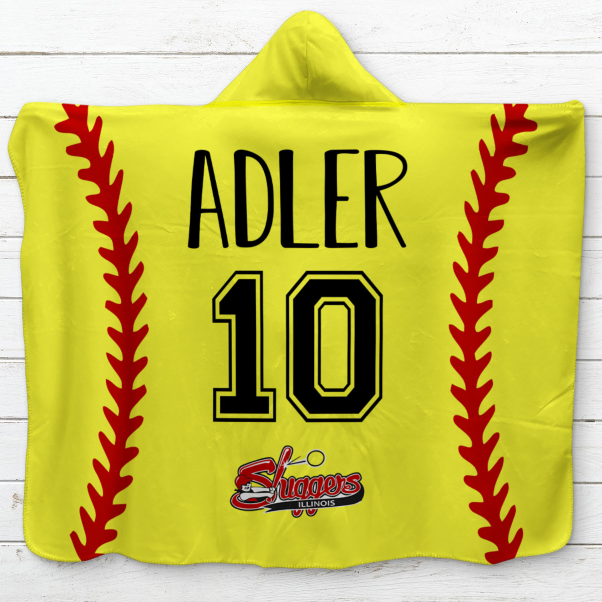 Personalized Softball Hooded Sherpa Blanket