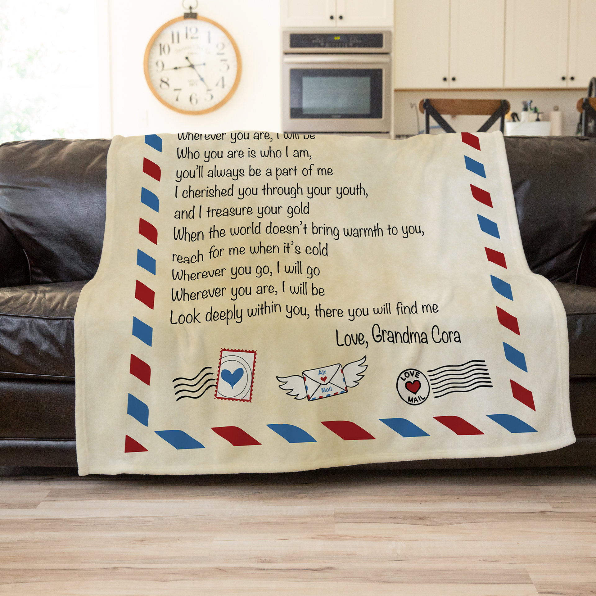 Custom Airmail Love Letter Blanket