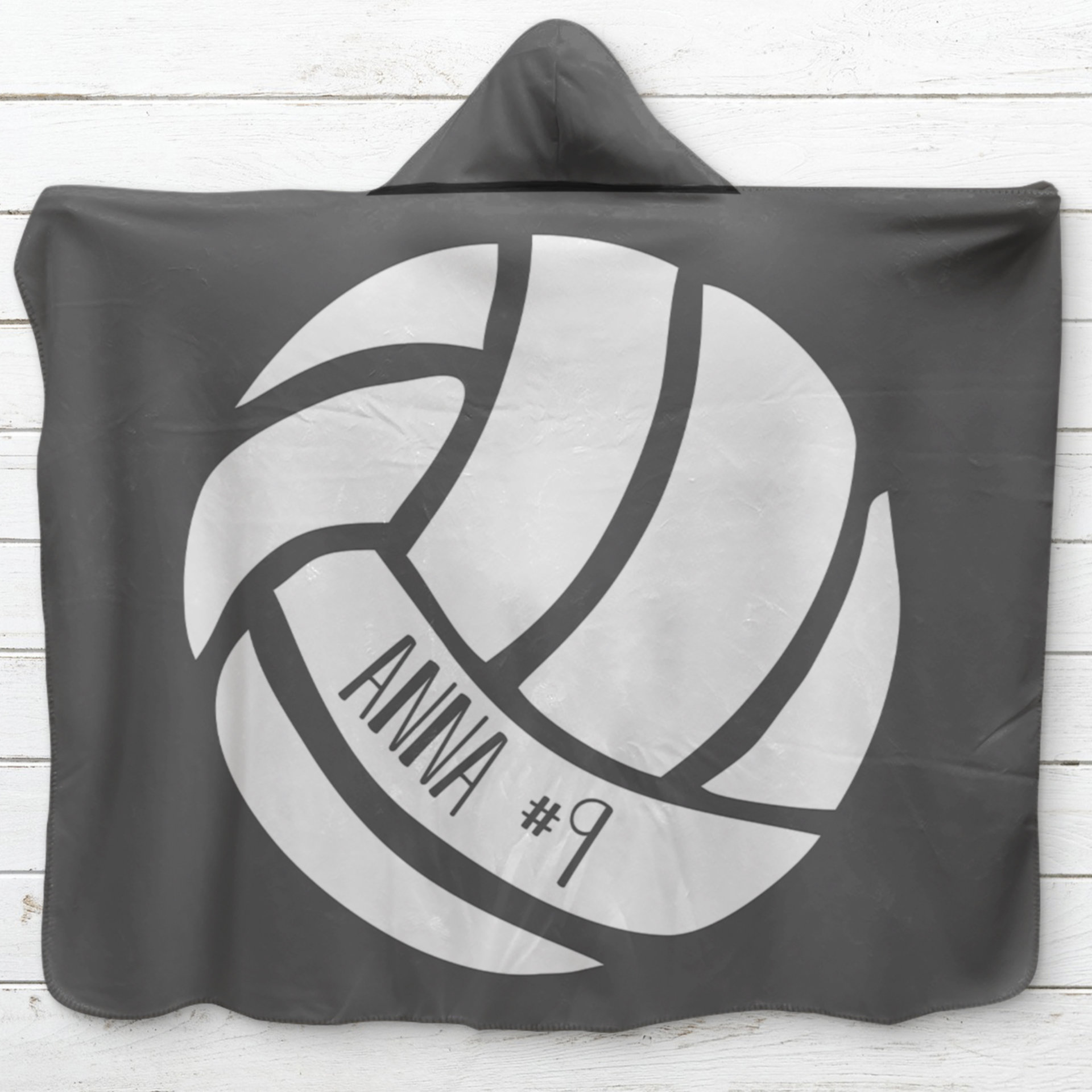 Personalized Volleyball Hooded Sherpa Blanket