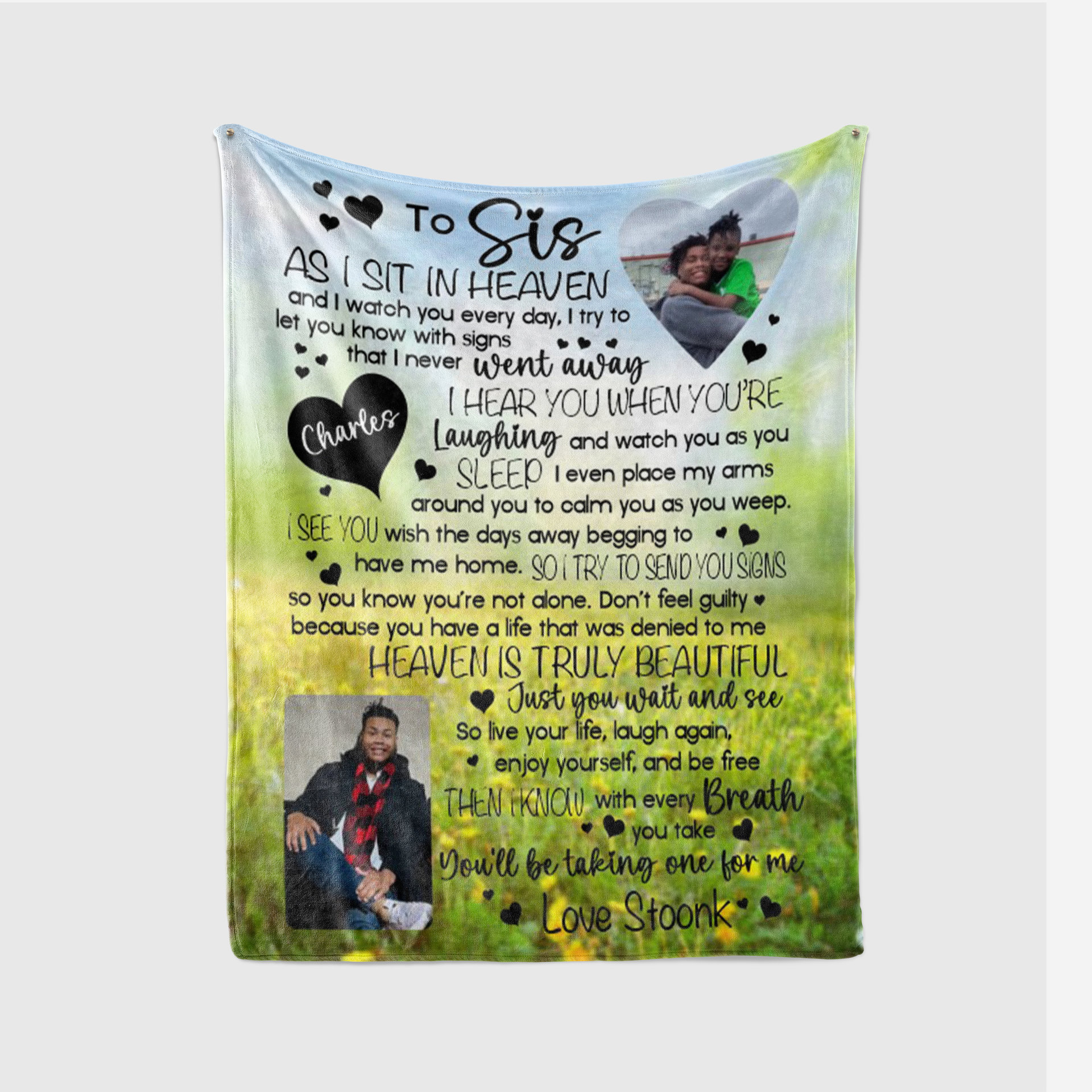 Custom Memorial Photo Quote Blanket