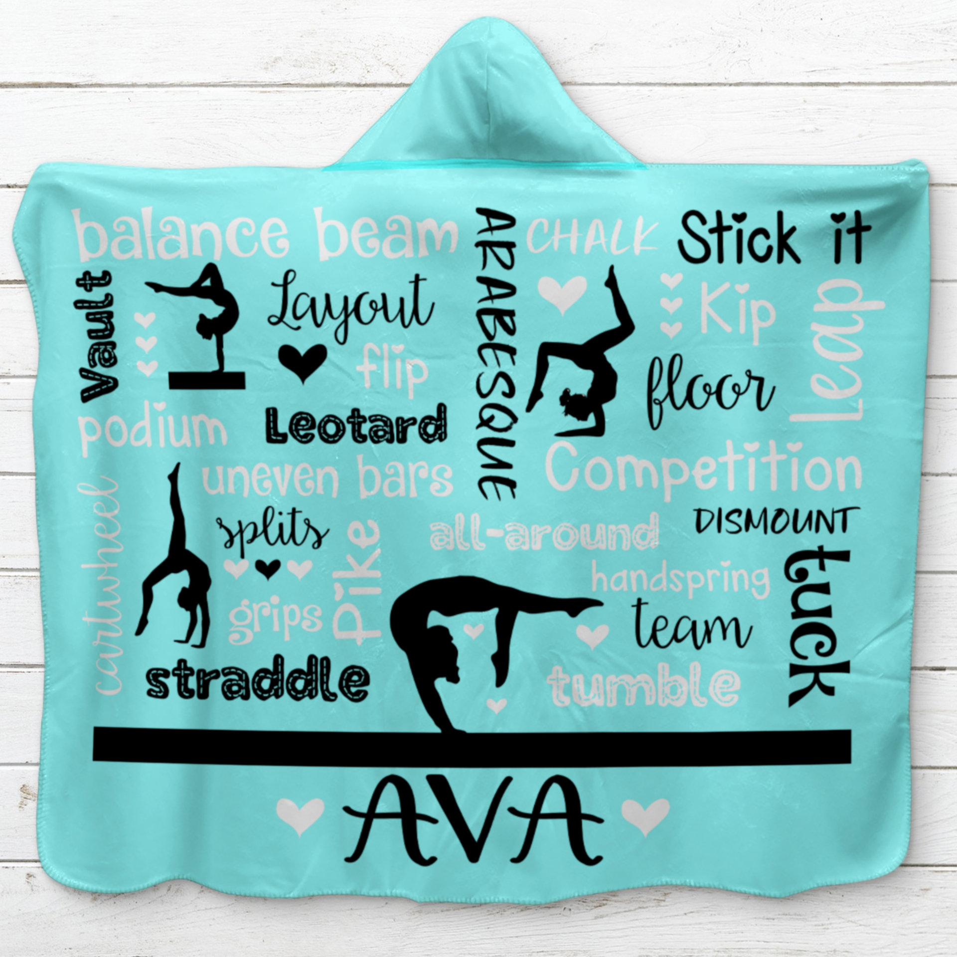 Personalized Gymnastics Hooded Sherpa Blanket