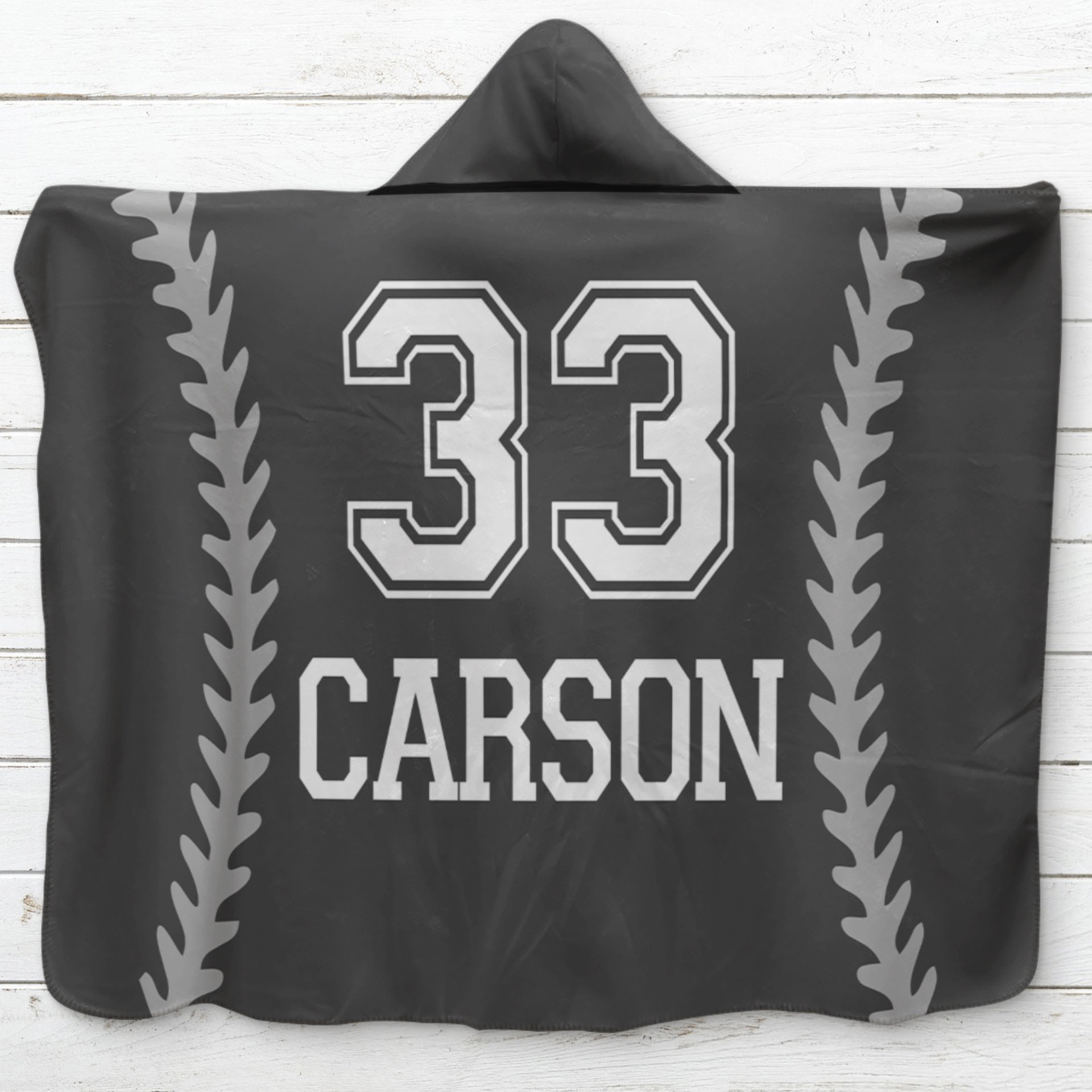 Personalized Hooded Baseball Sherpa Blanket