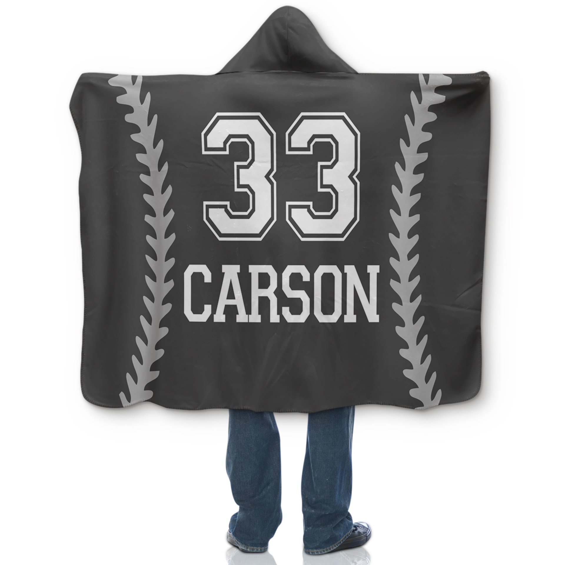 Personalized Hooded Baseball Sherpa Blanket