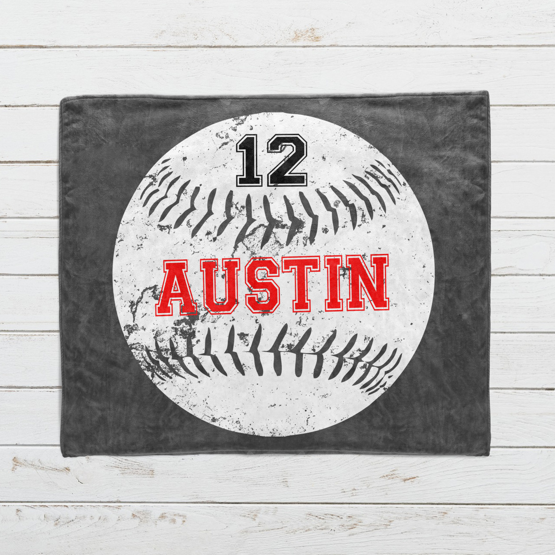 Personalized Distressed Baseball Blanket