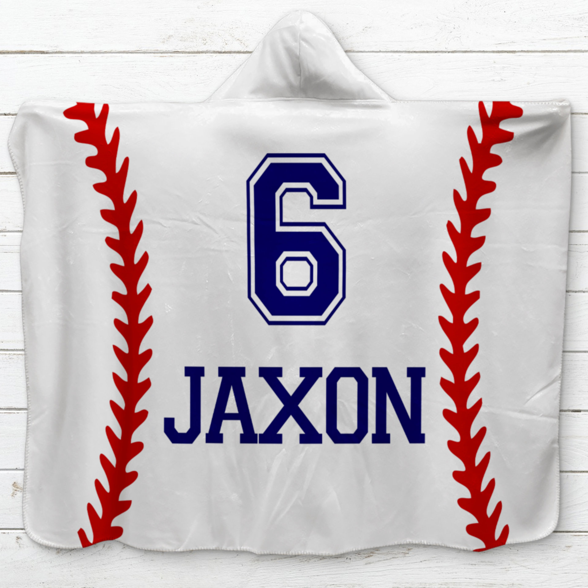 Personalized Baseball Hooded Sherpa Blanket