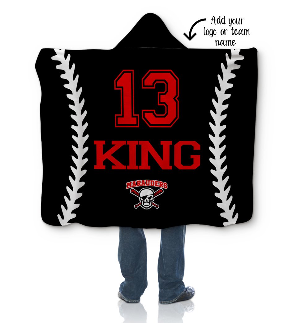Personalized Hooded Baseball Sherpa Blanket