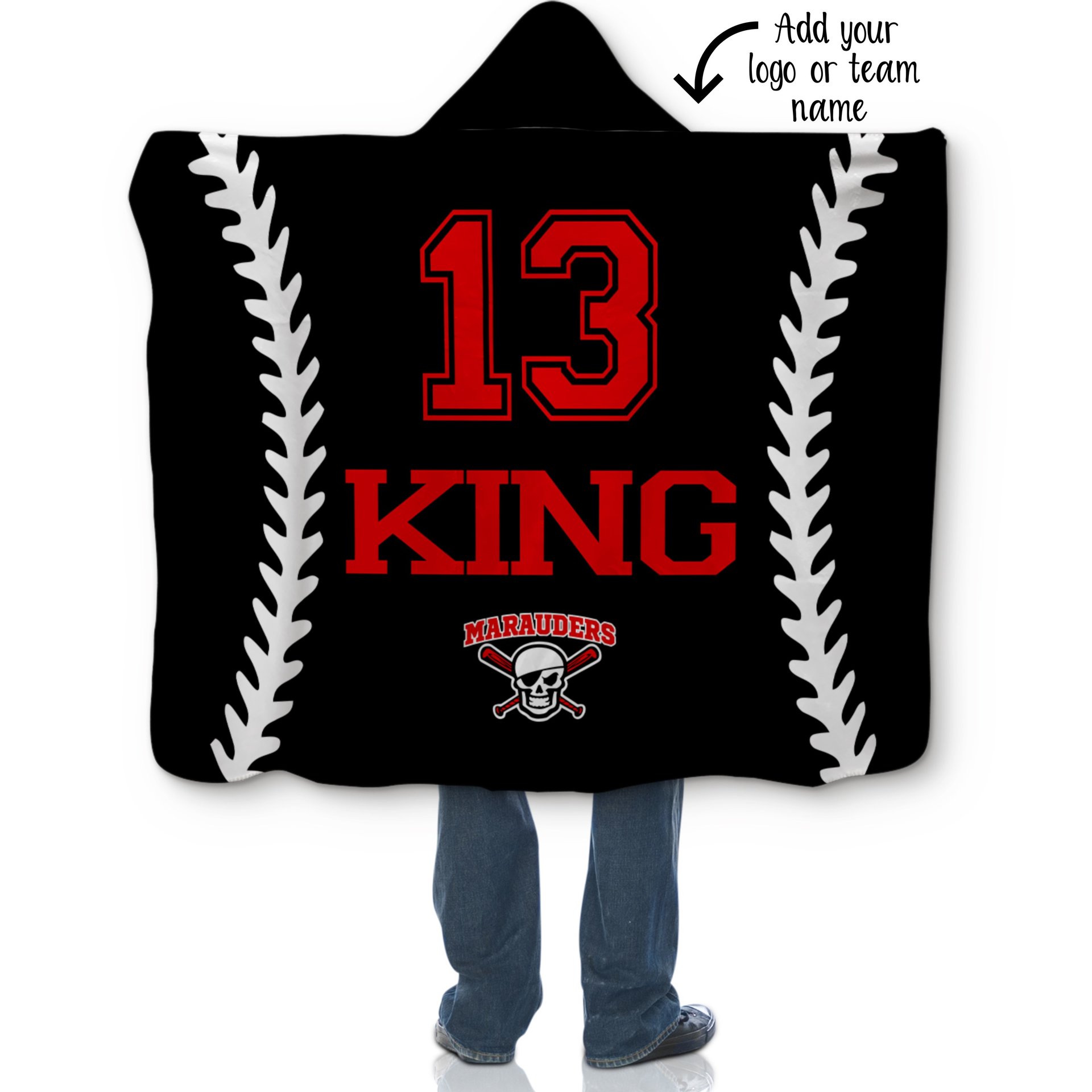 Personalized Hooded Baseball Sherpa Blanket