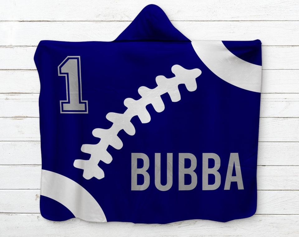Personalized Hooded Football Sherpa Blanket