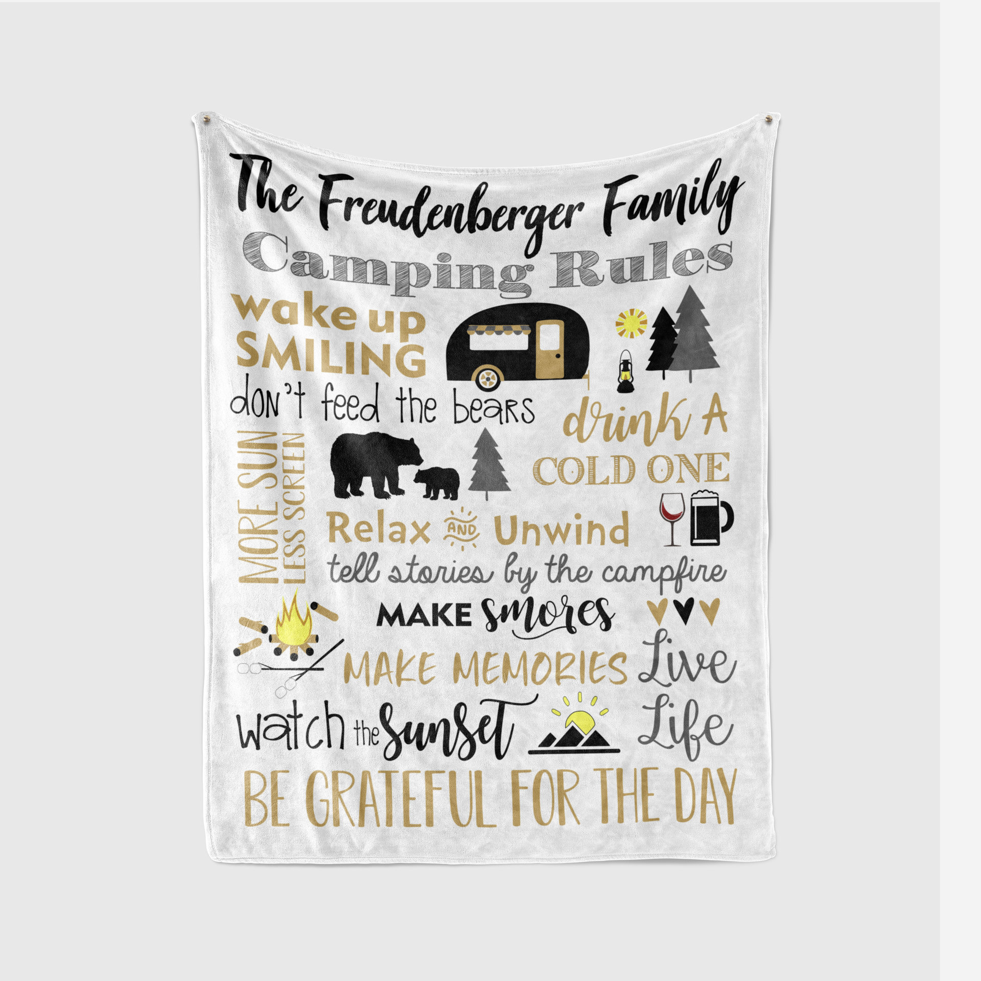 Custom Family Camping Rules Blanket