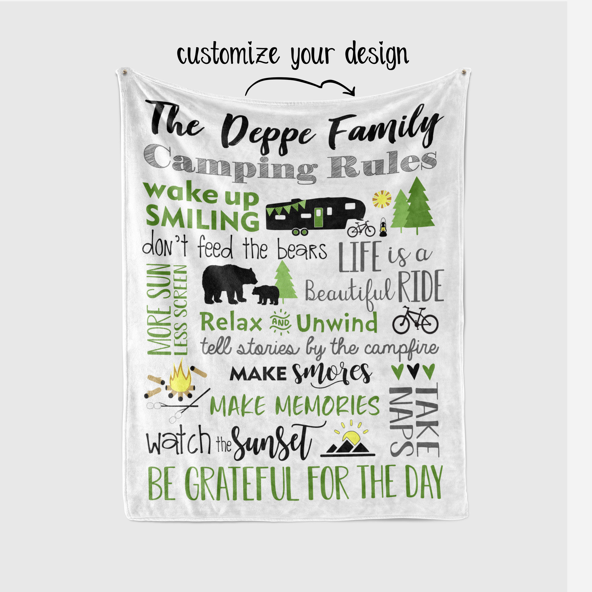 Custom Family Camping Rules Blanket