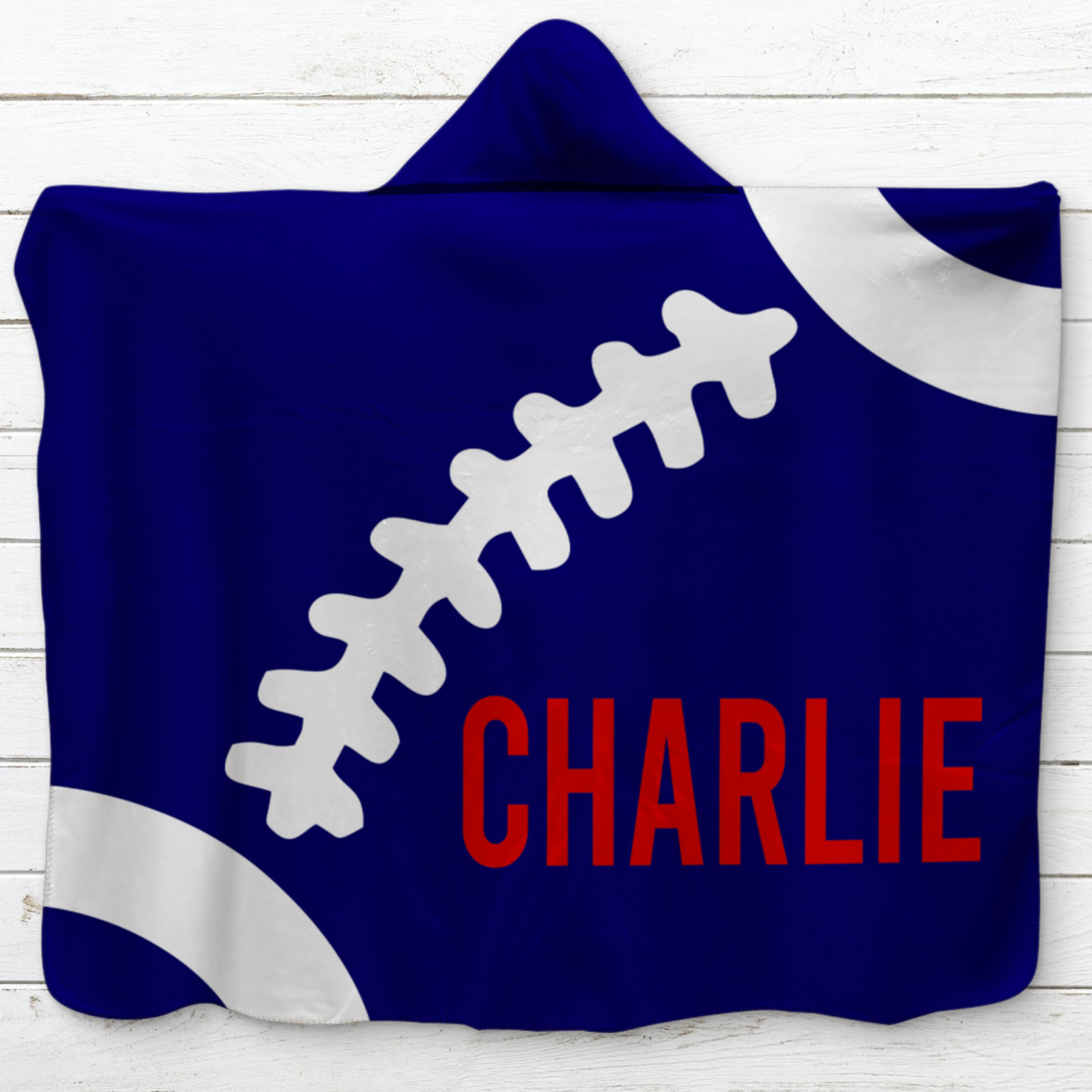 Personalized Hooded Football Sherpa Blanket