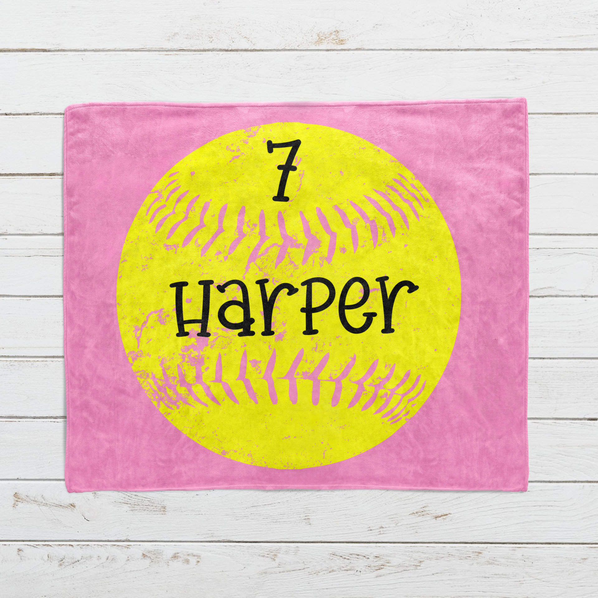 Personalized Distressed Softball Blanket