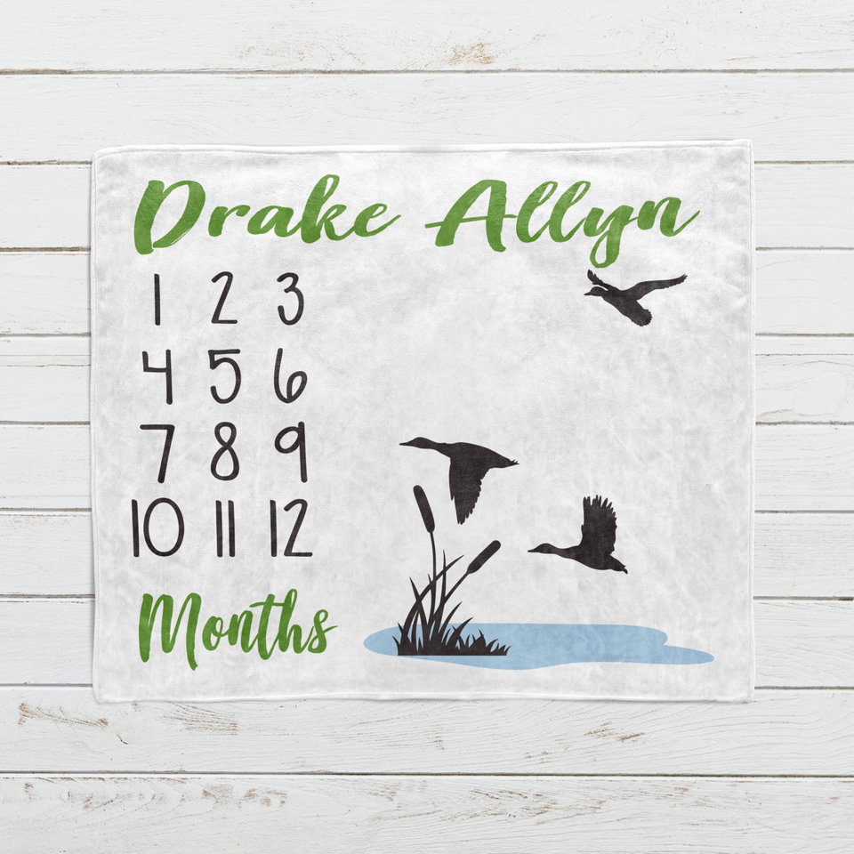 Personalized Duck Hunter Monthly Milestone Blanket