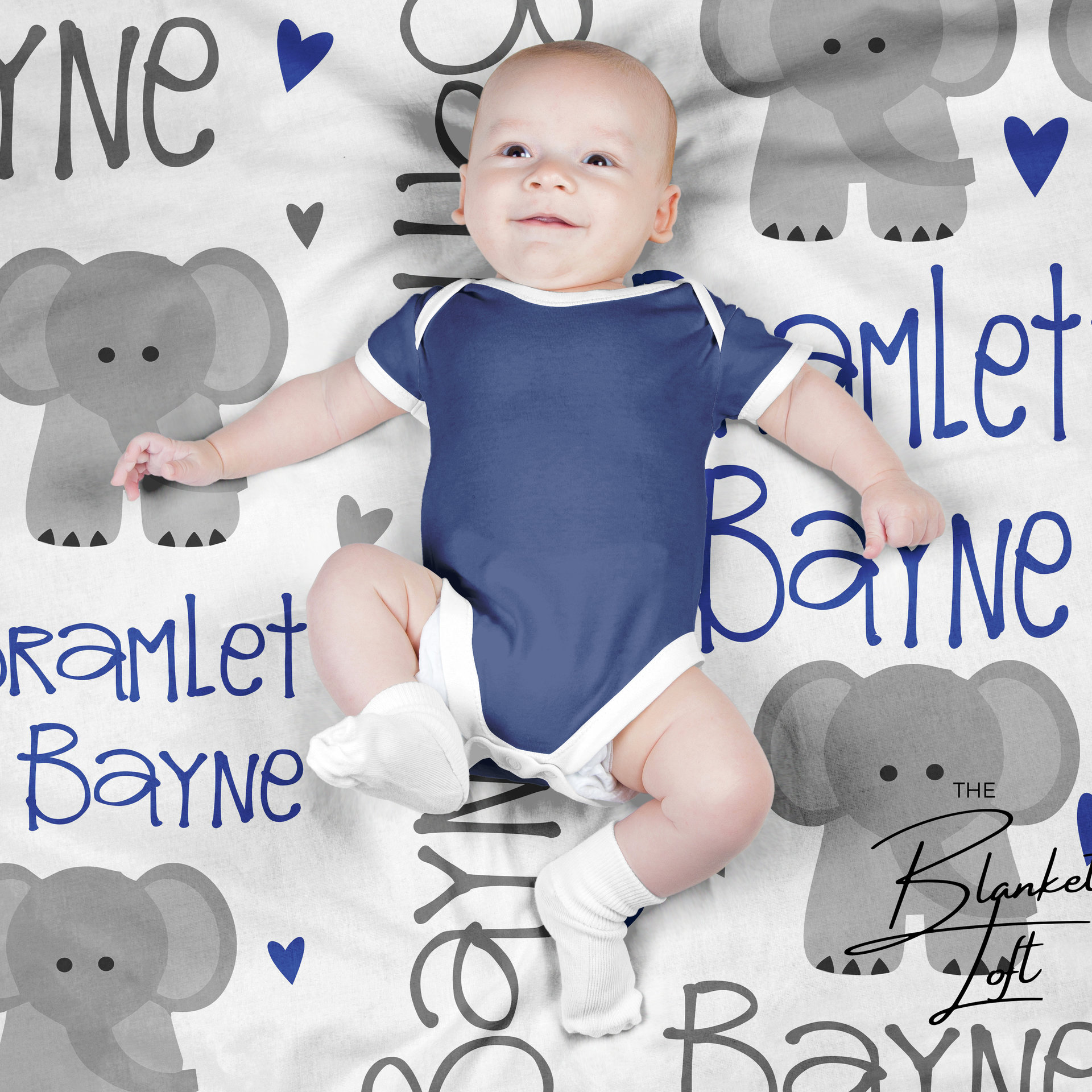 Personalized Elephant Baby Blanket