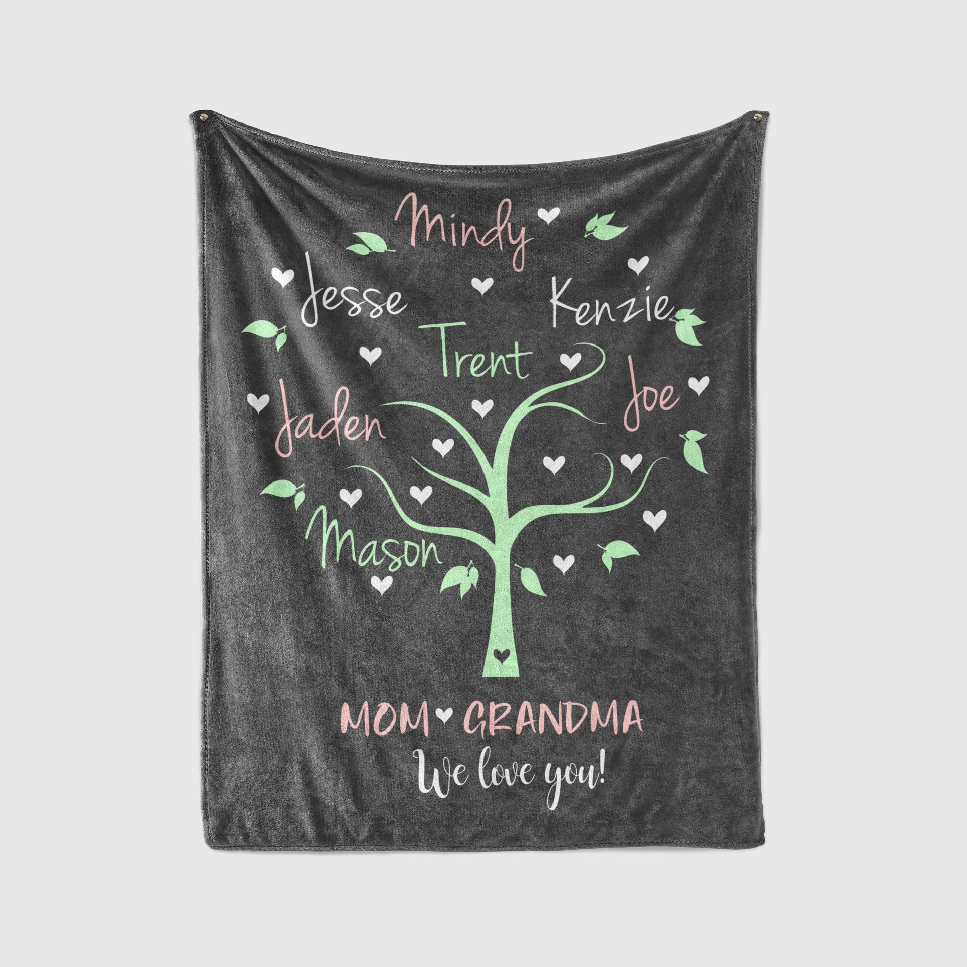 Family tree blanket with names