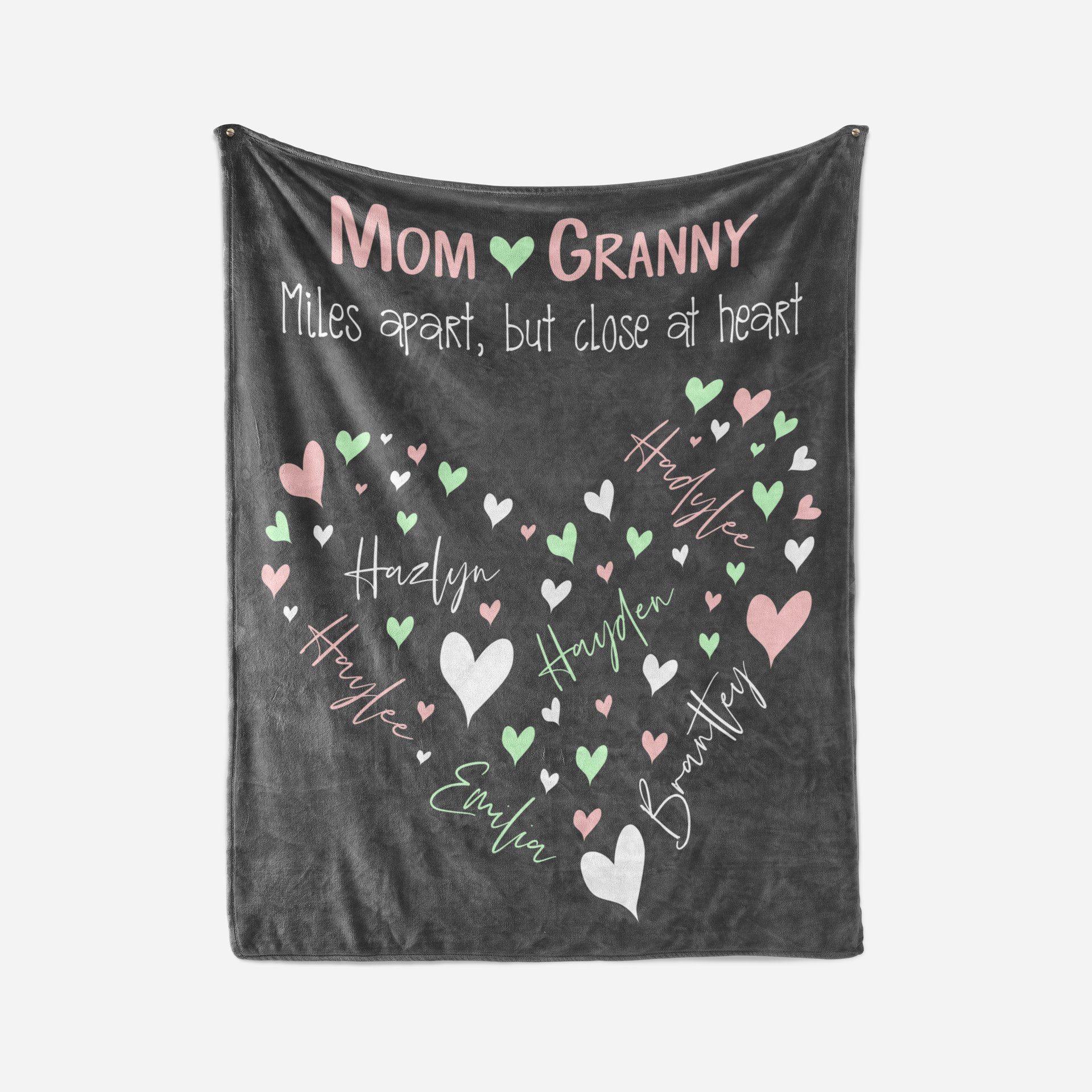 Personalized Family Names Heart Blanket