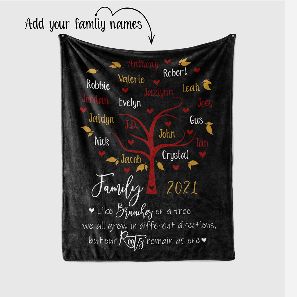Personalized Family Tree Blanket Throw