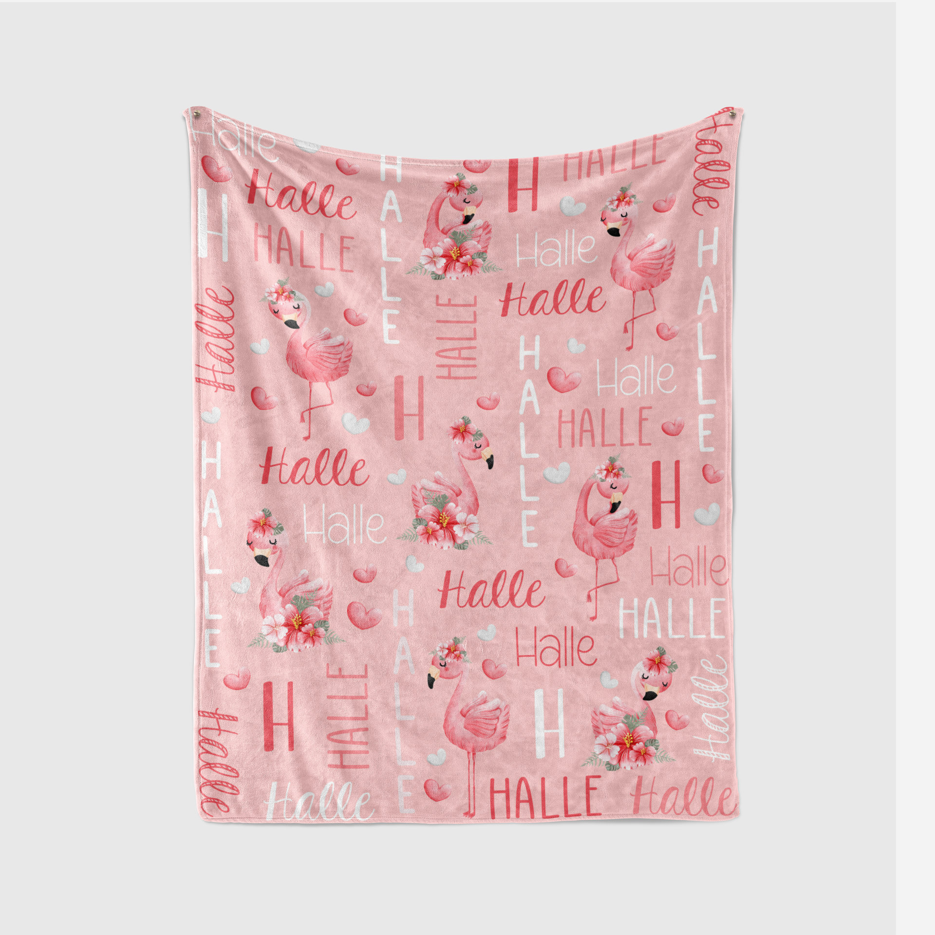 Personalized Baby Blanket with Flamingos