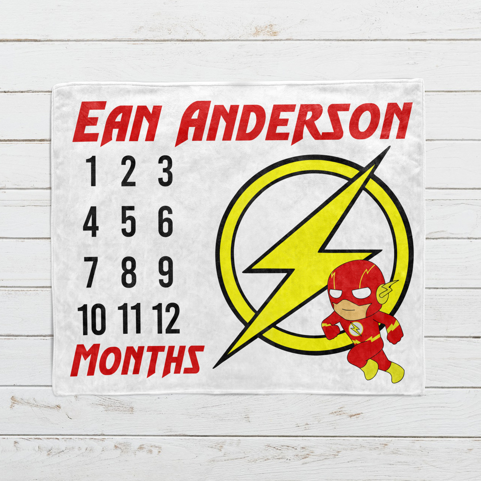 Personalized Flash Monthly Milestone Blanket