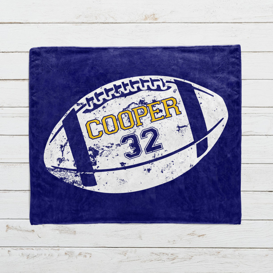 Personalized Distressed Football Blanket