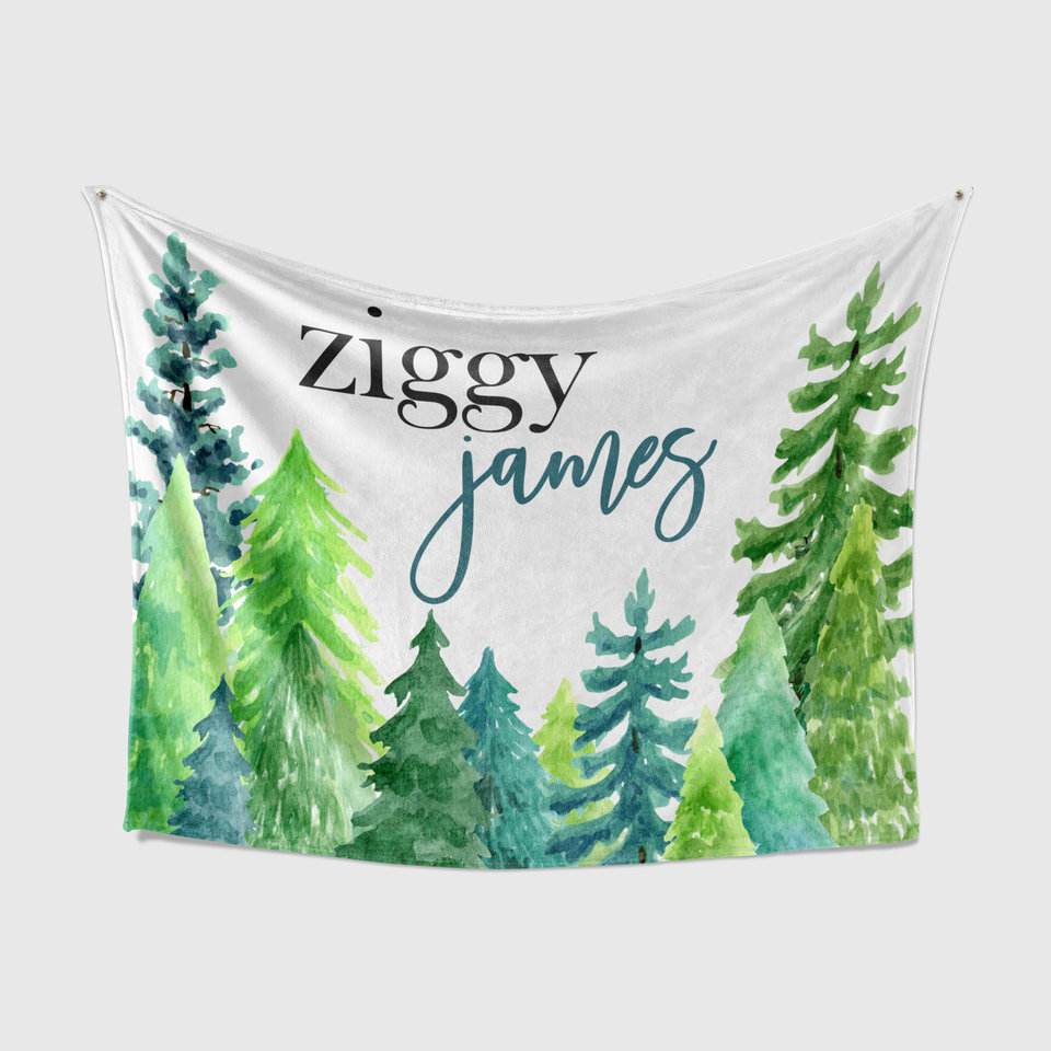 Personalized Forest Baby Blanket with Name