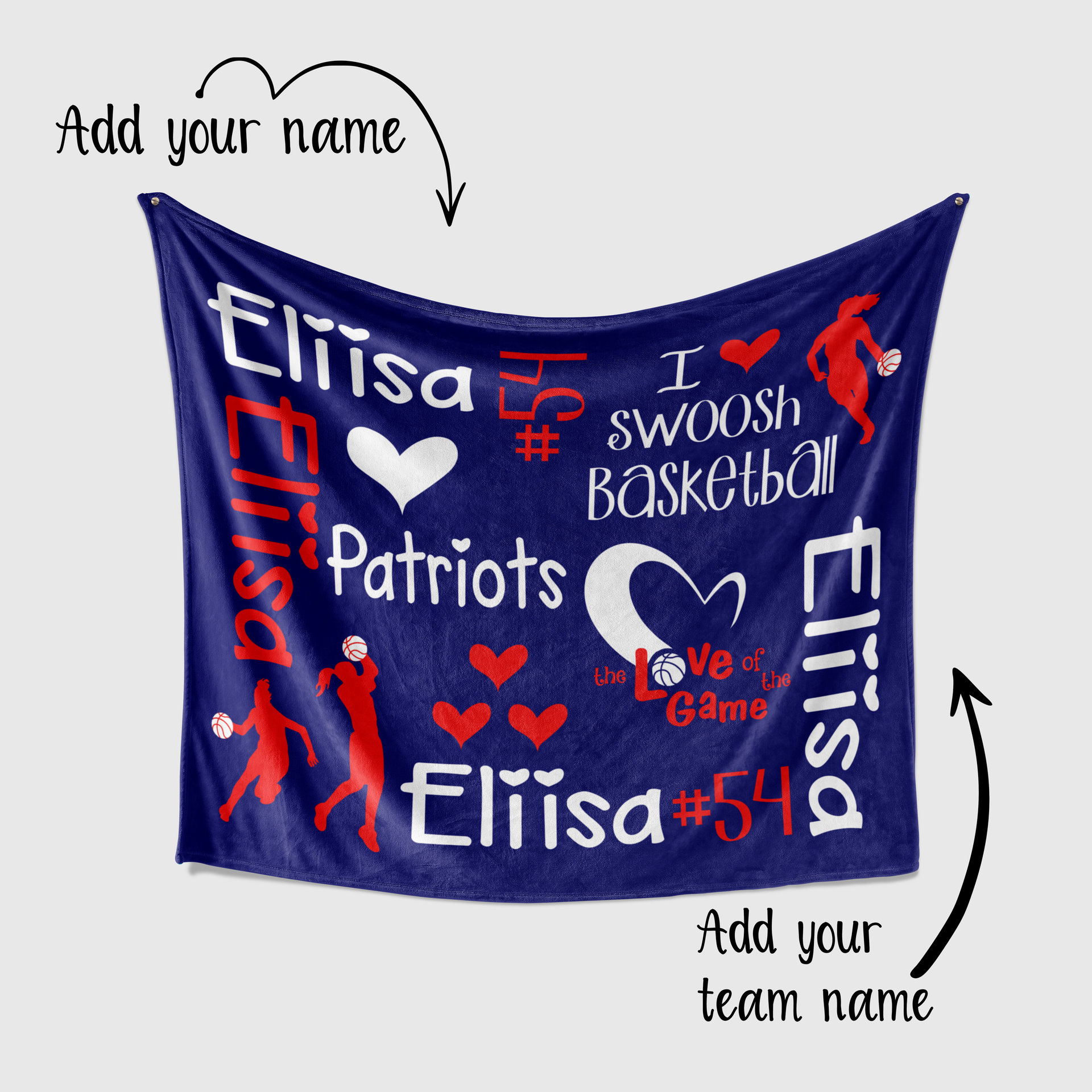 Personalized Girls Basketball Blanket