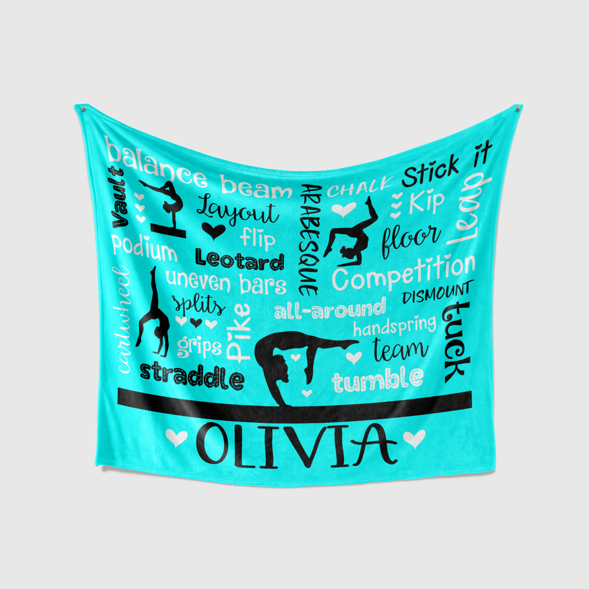 Personalized Gymnastics Words Blanket