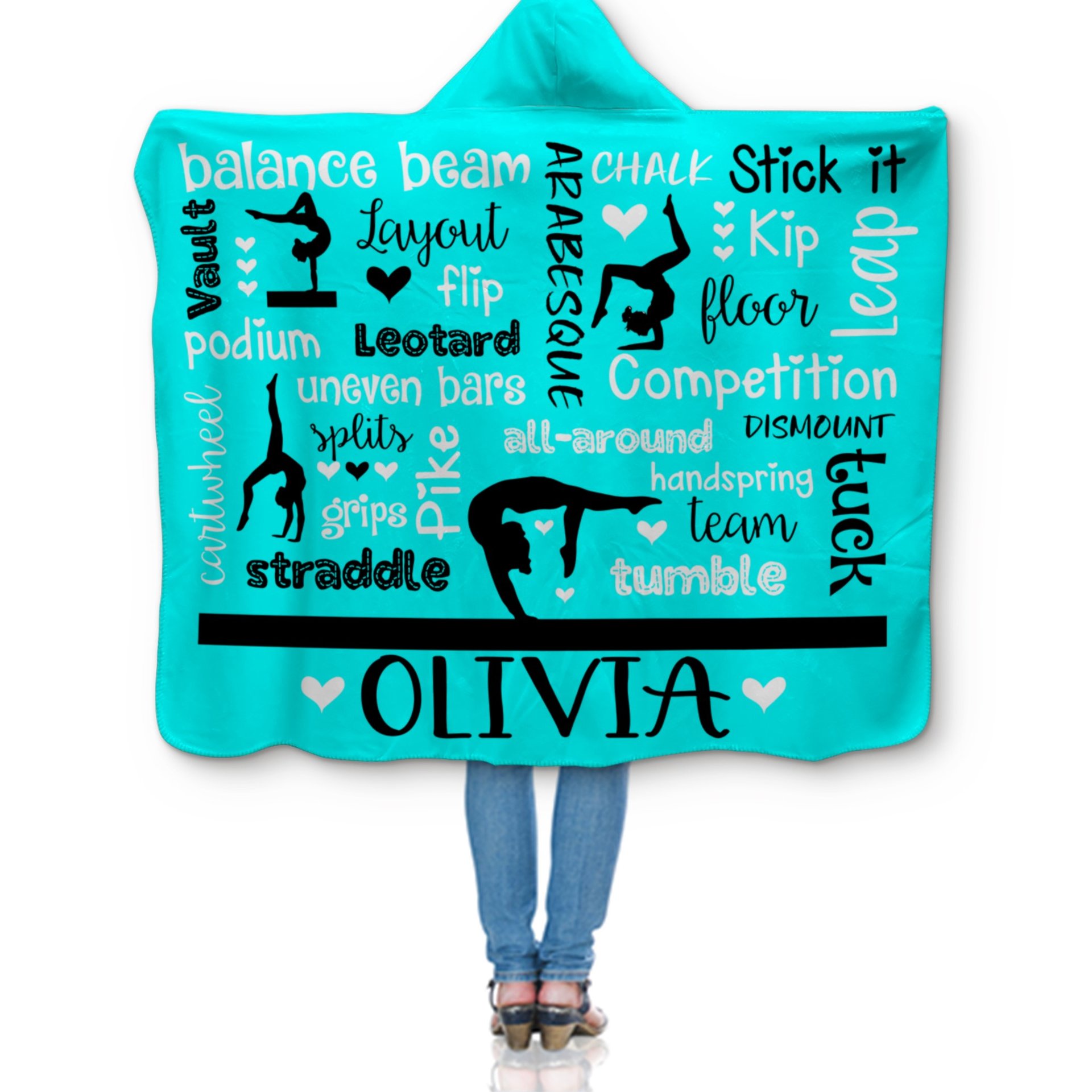 Personalized Gymnastics Hooded Sherpa Blanket