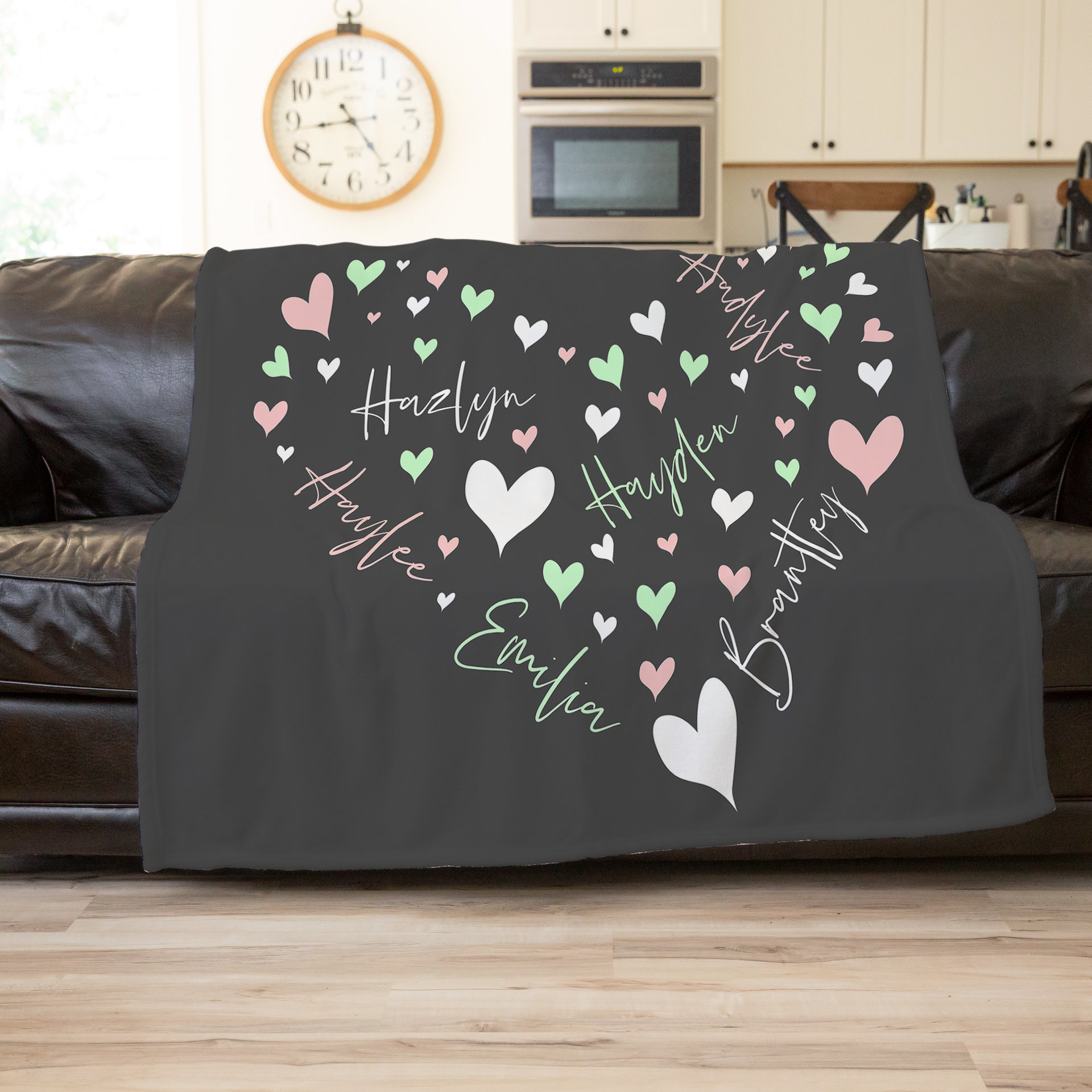 Personalized Family Names Heart Blanket