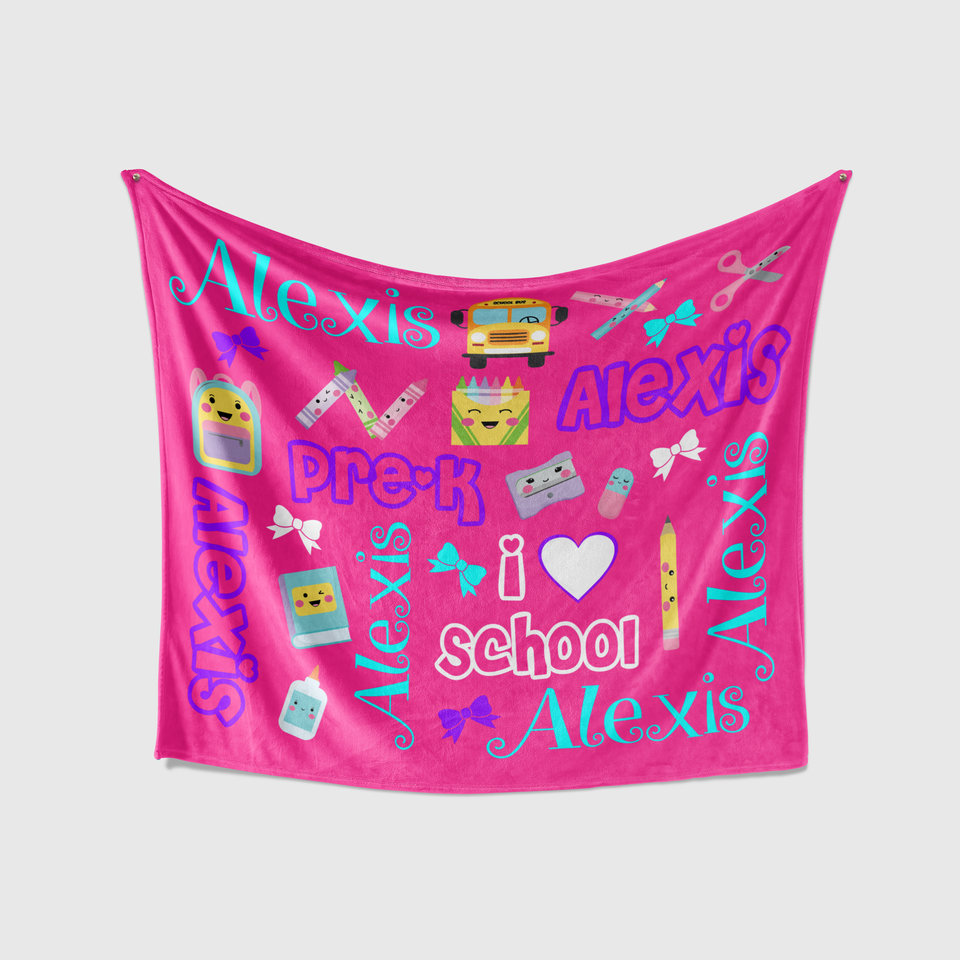 Personalized I Love School Blanket