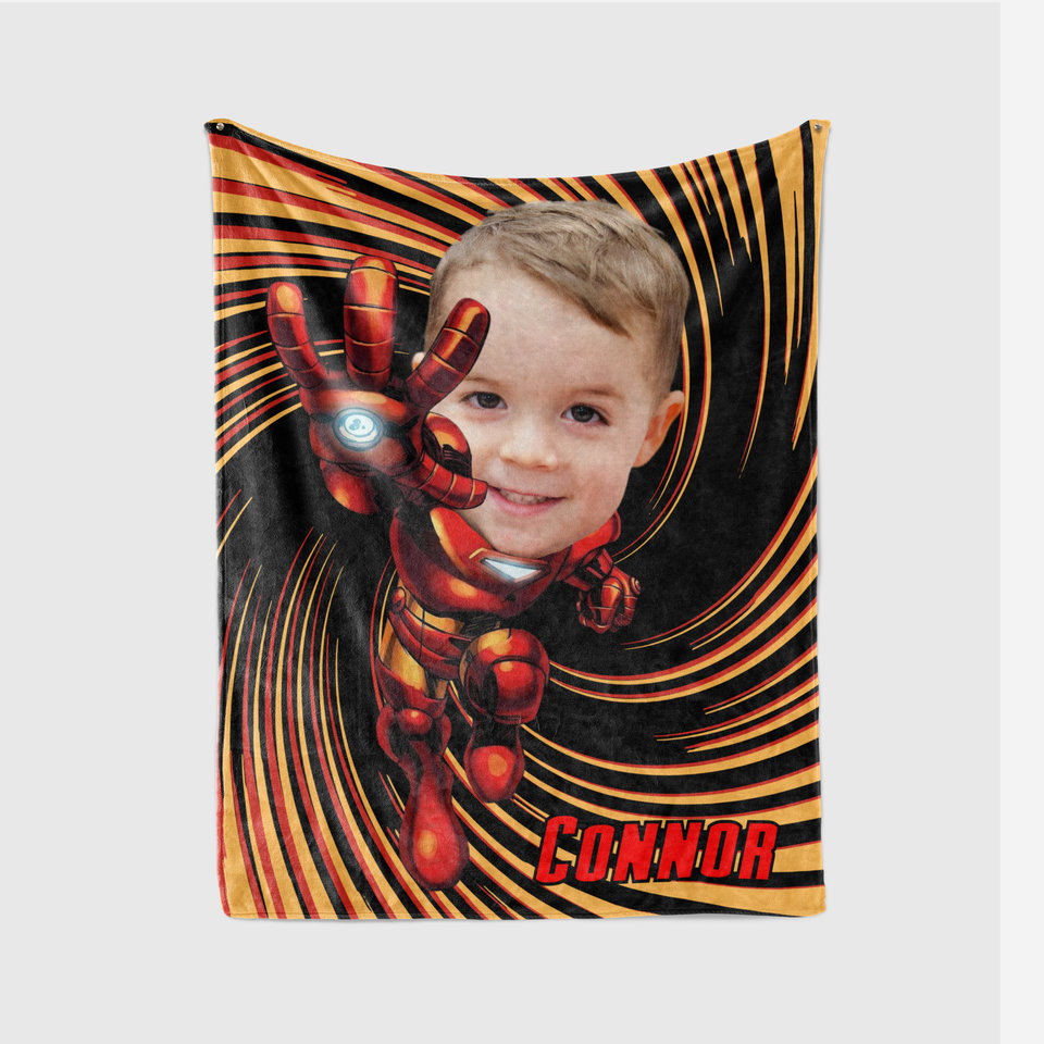 Personalized Iron Man Photo Face Blanket
