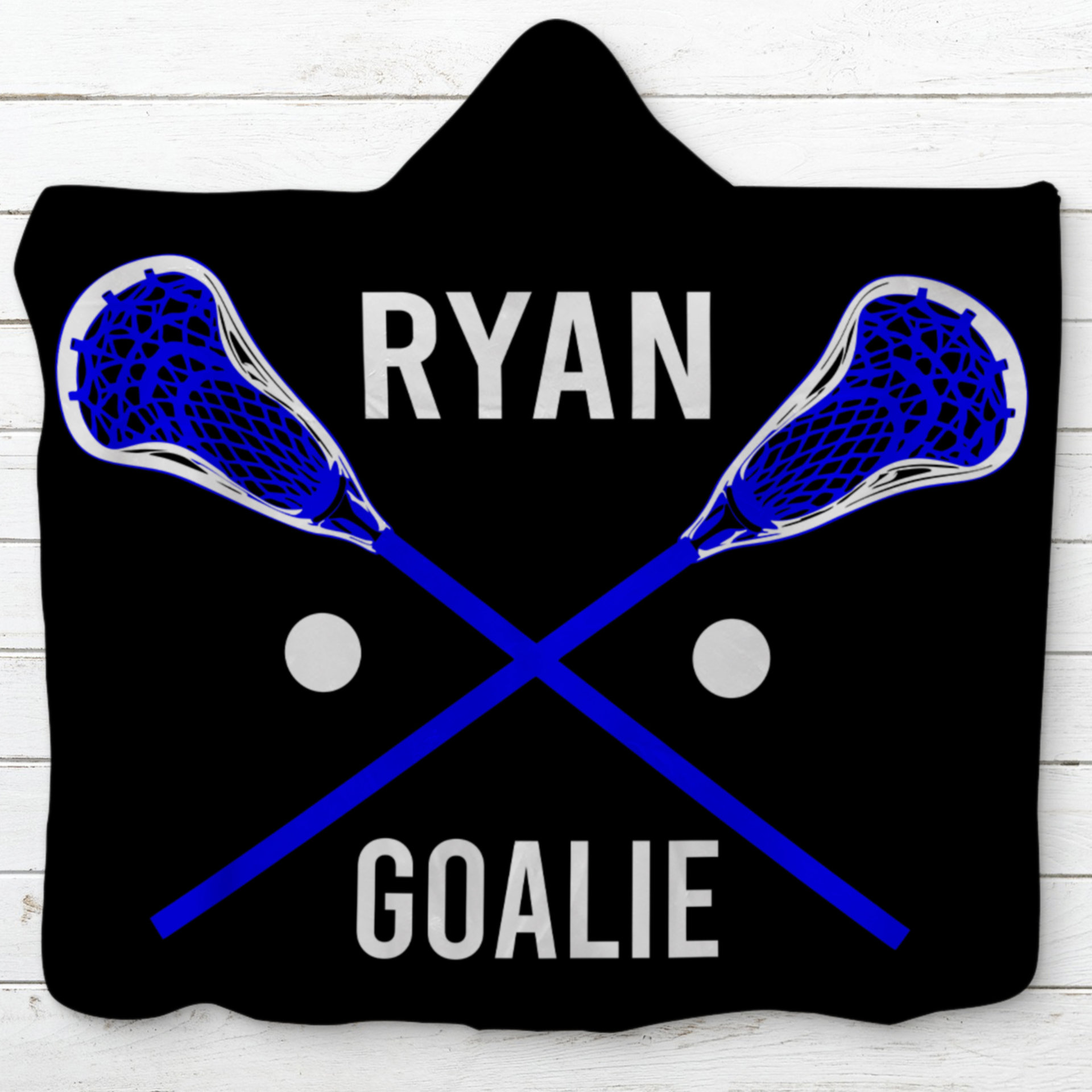 Personalized Lacrosse Hooded Sherpa Blanket