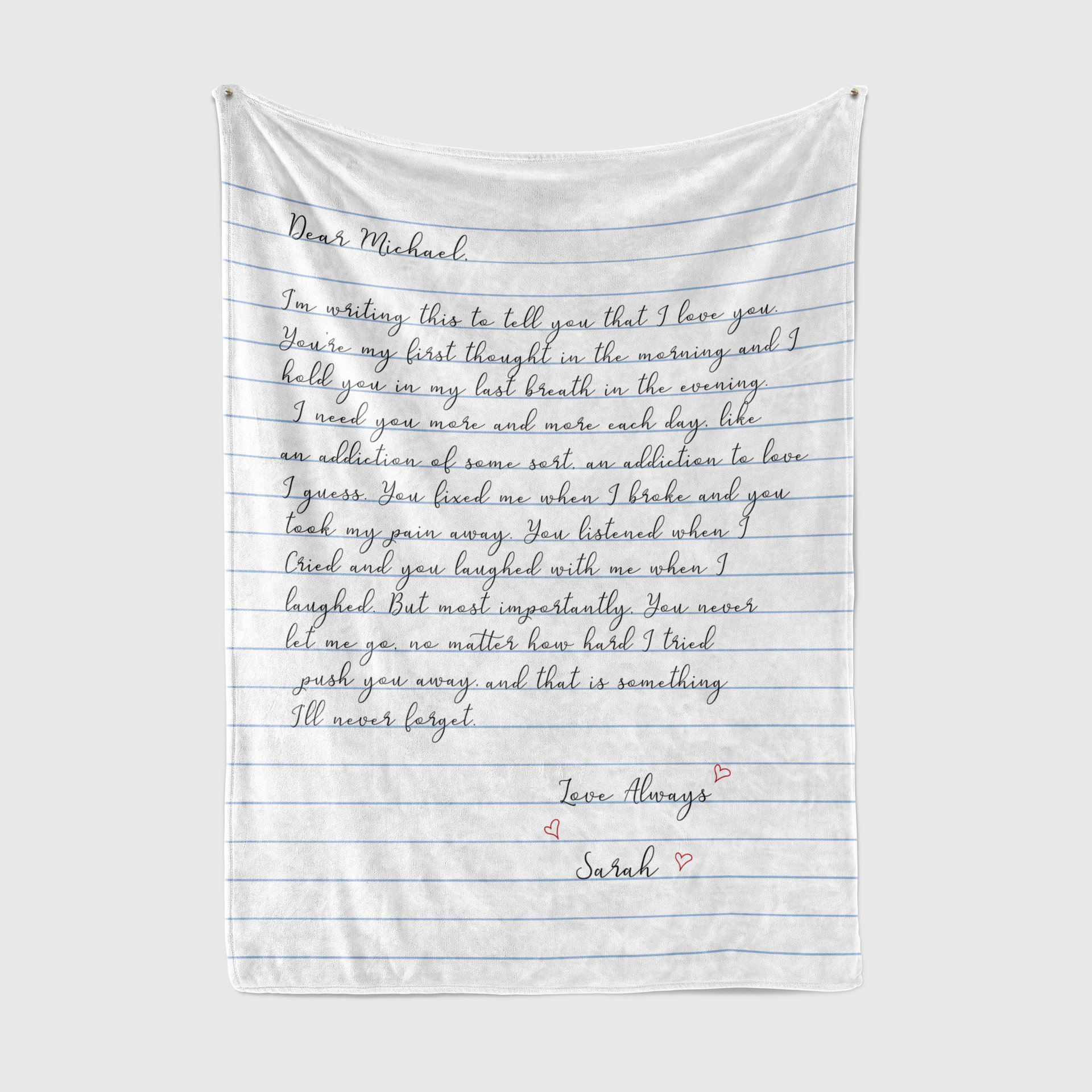 Custom Love Letter Blanket