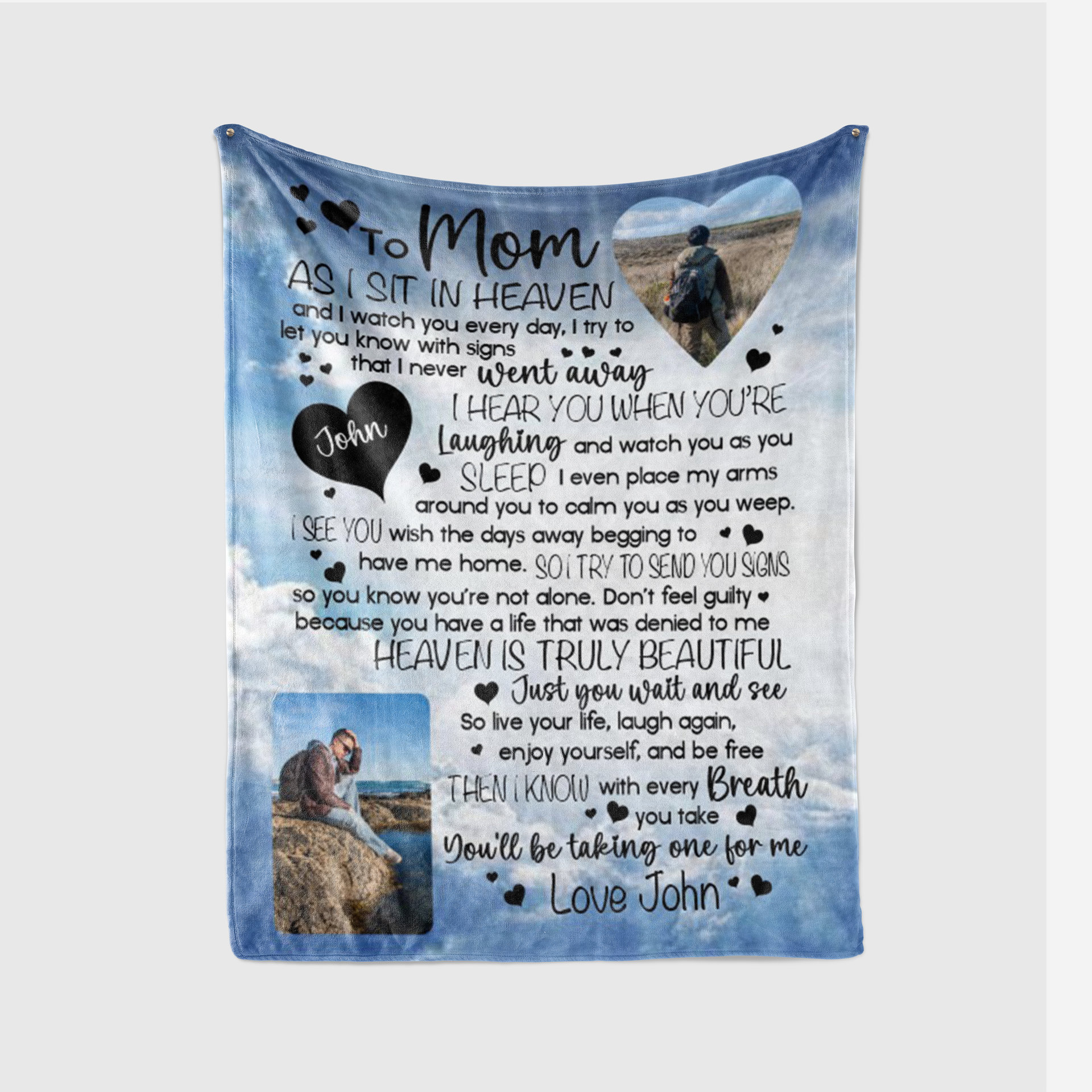 Custom Memorial Photo Quote Blanket