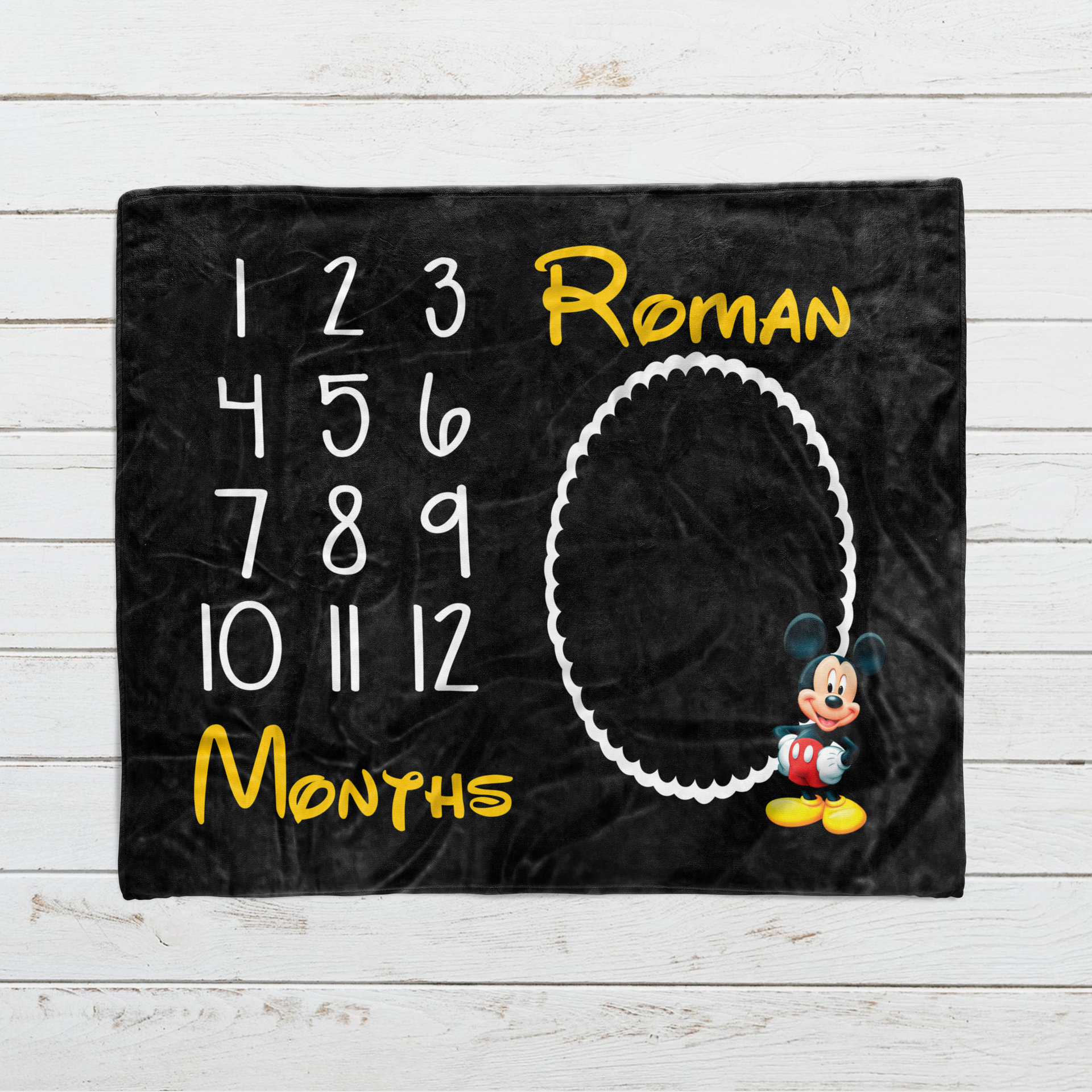 Personalized Mickey Mouse Milestone Blanket