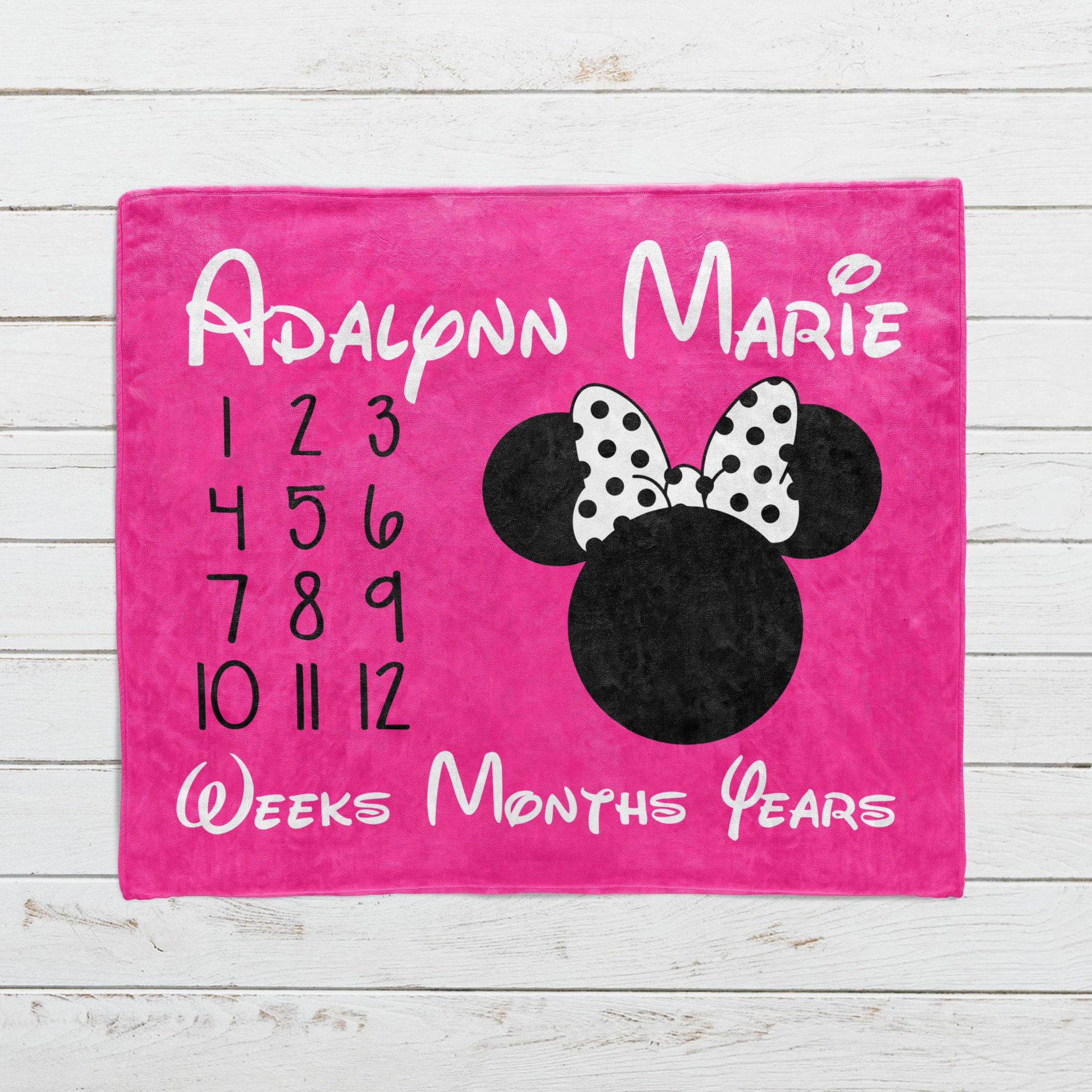 Personalized Minnie Mouse Milestone Blanket