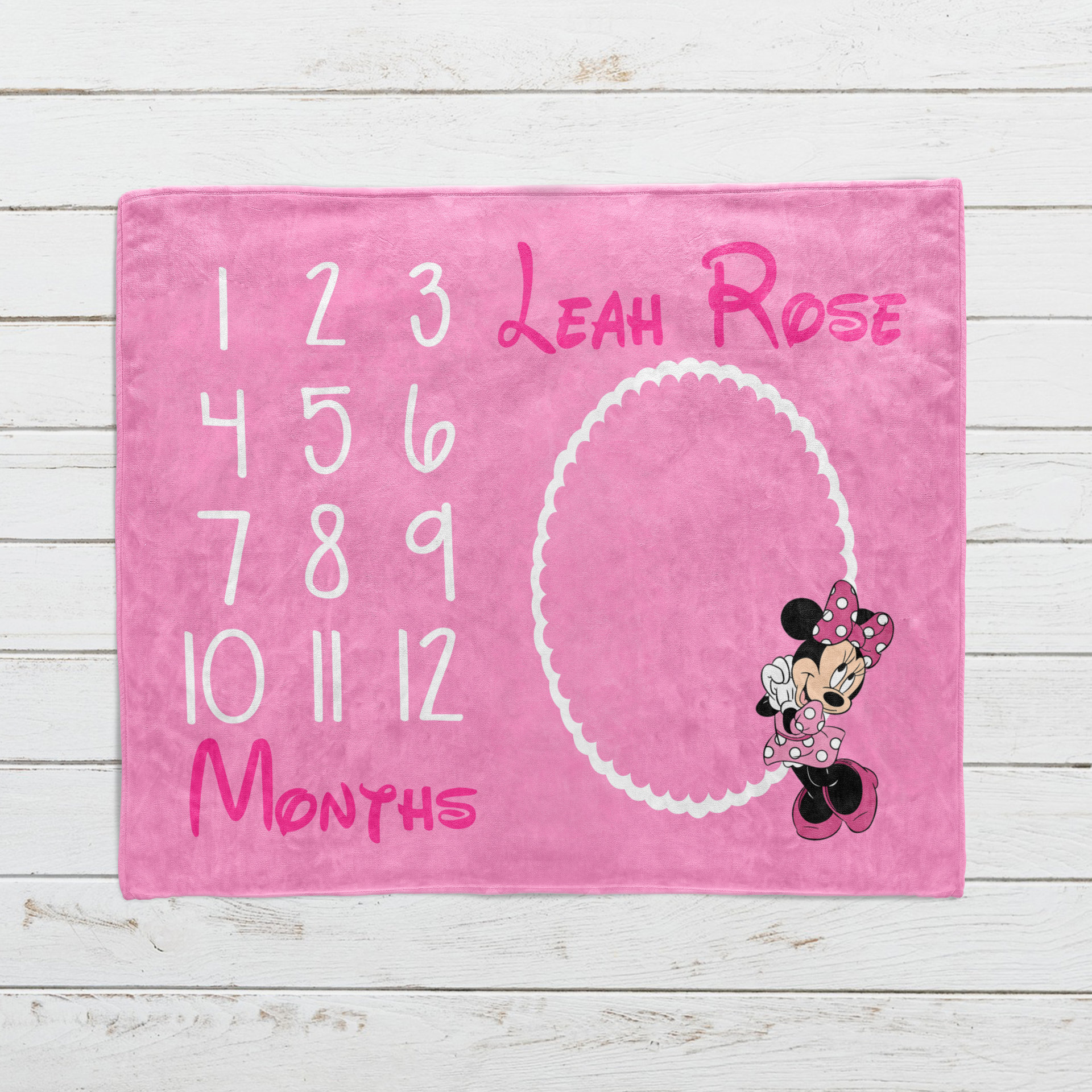 Personalized Minnie Mouse Milestone Blanket