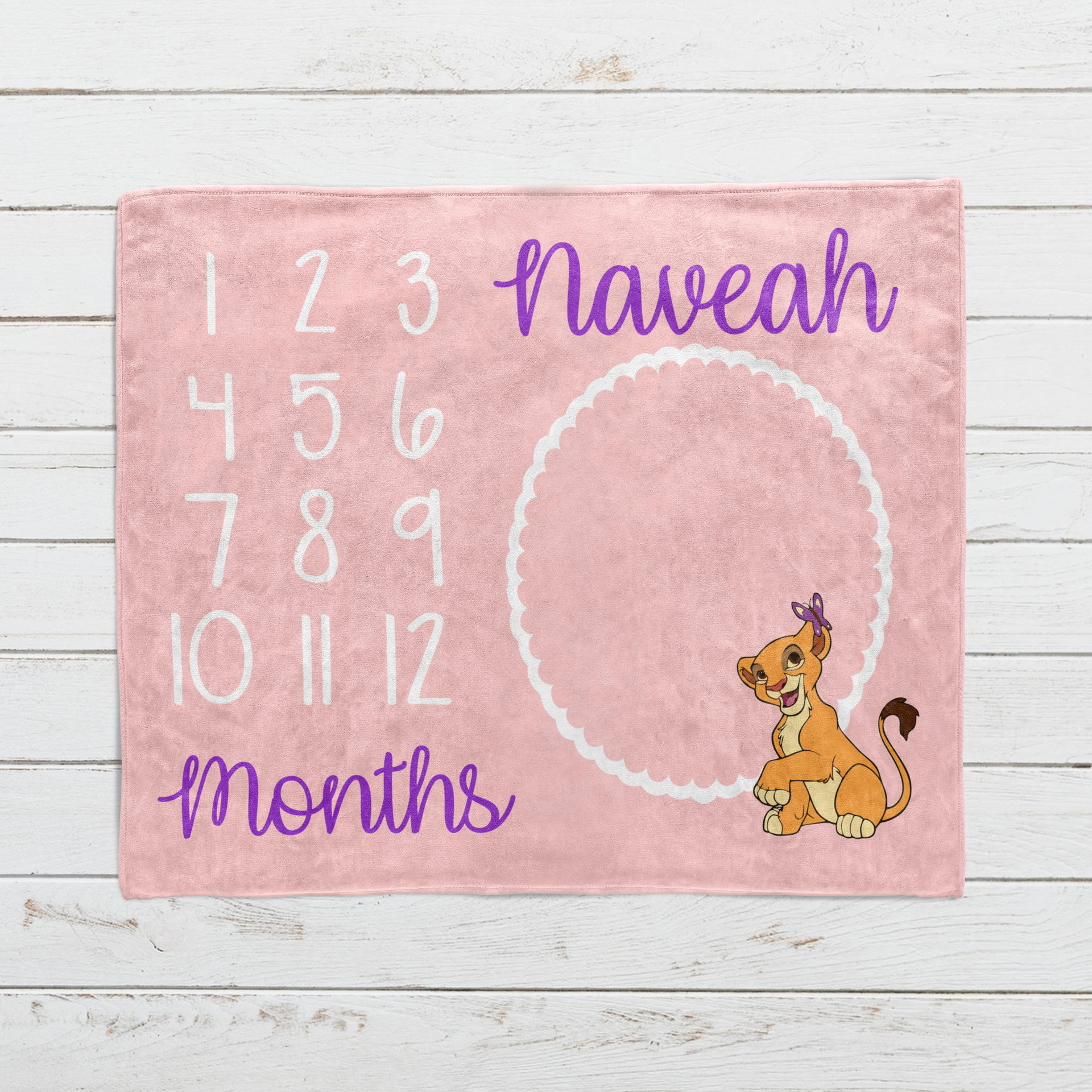 Personalized Baby Nala Milestone Blanket