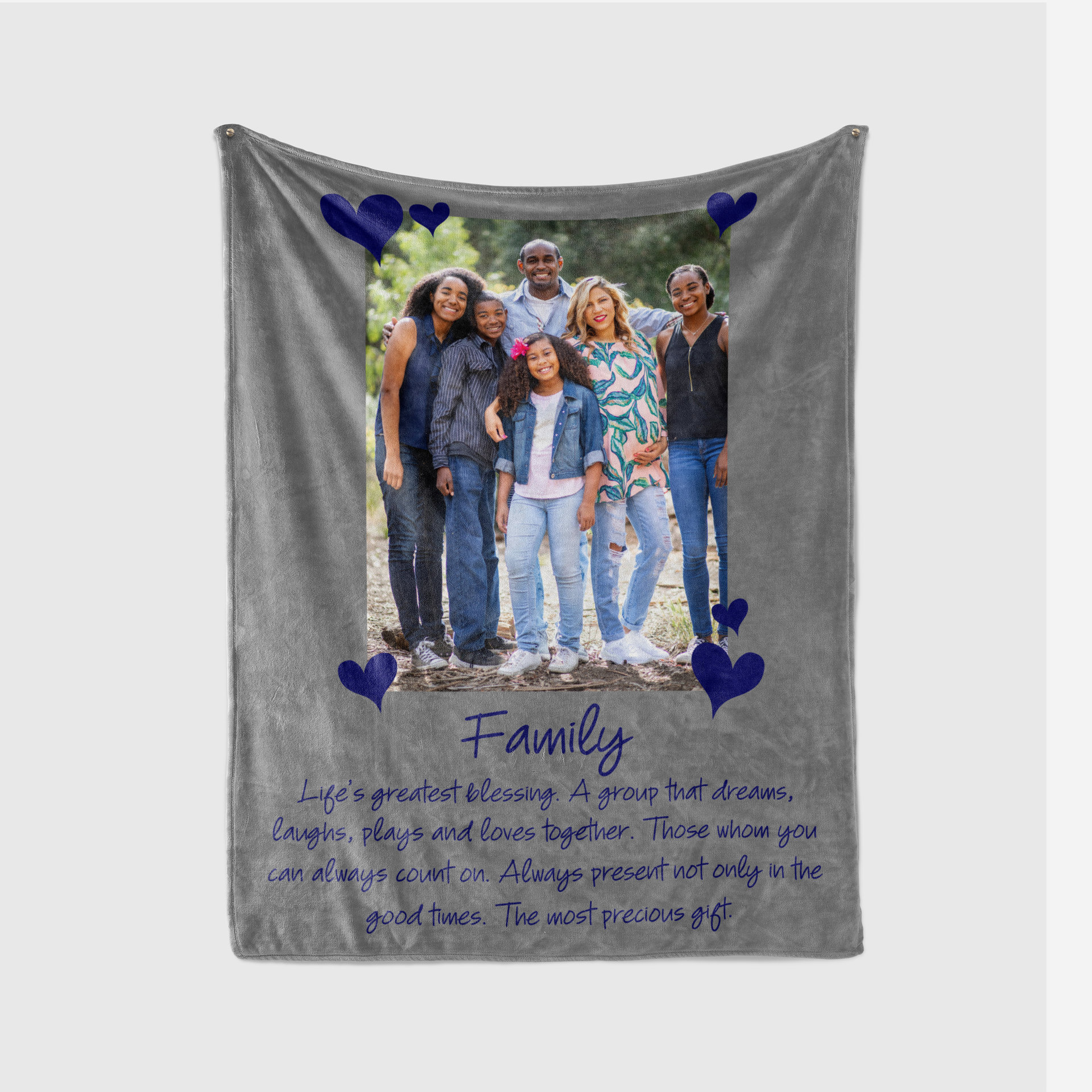 Custom Family Quote Photo Blanket