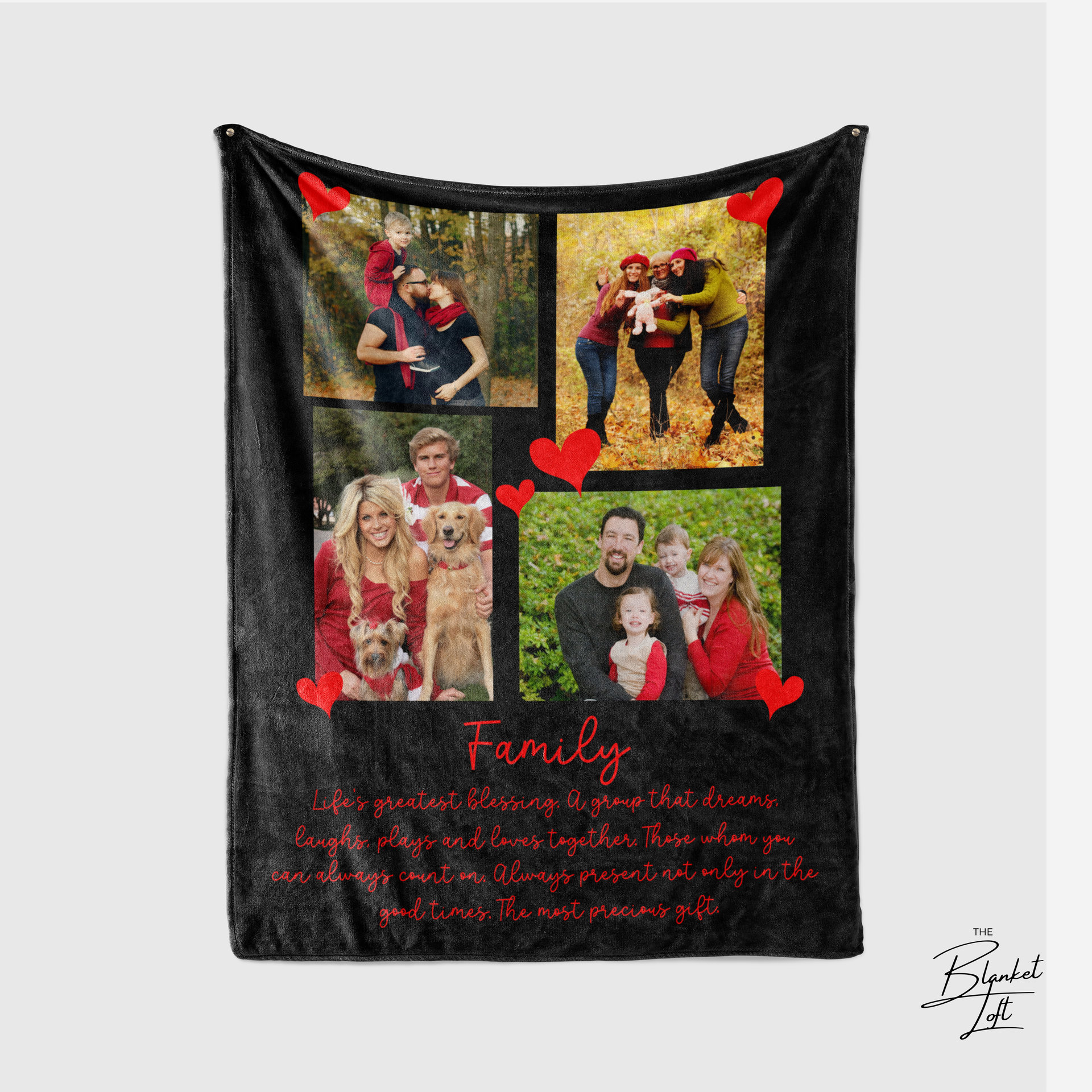 Custom Family Quote Photo Blanket