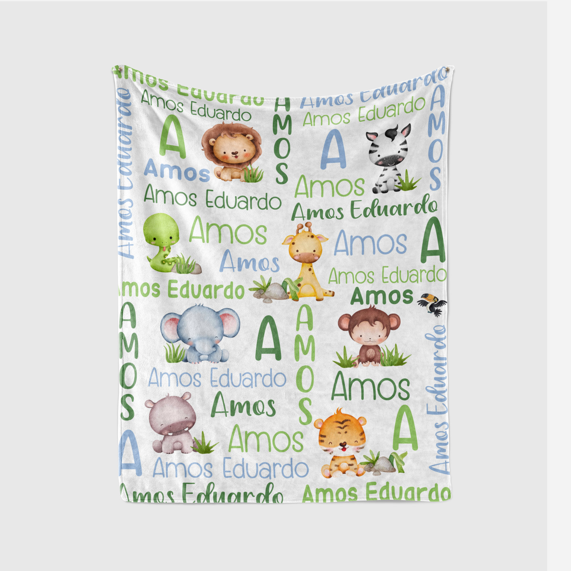 Personalized Safari Animals Baby Blanket