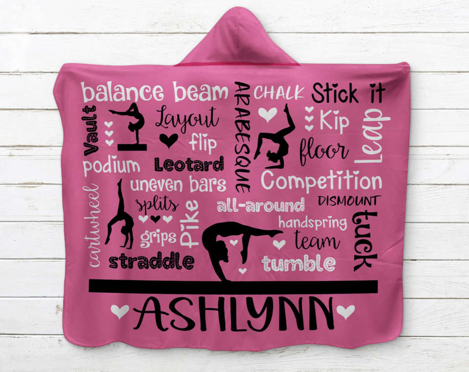 Personalized Gymnastics Hooded Sherpa Blanket